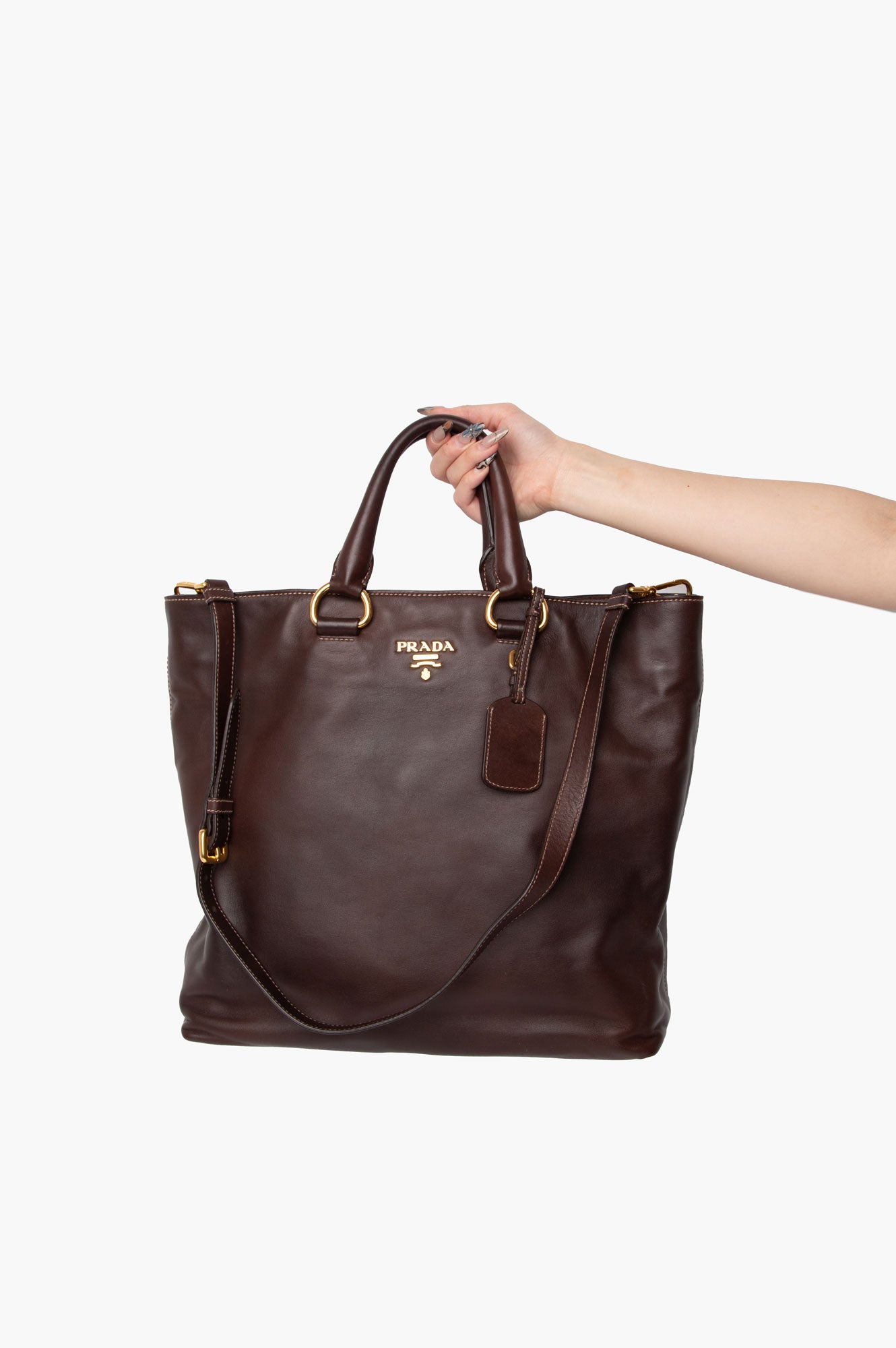 Prada Brown Soft Calf Satchel Amaranto Tote Bag