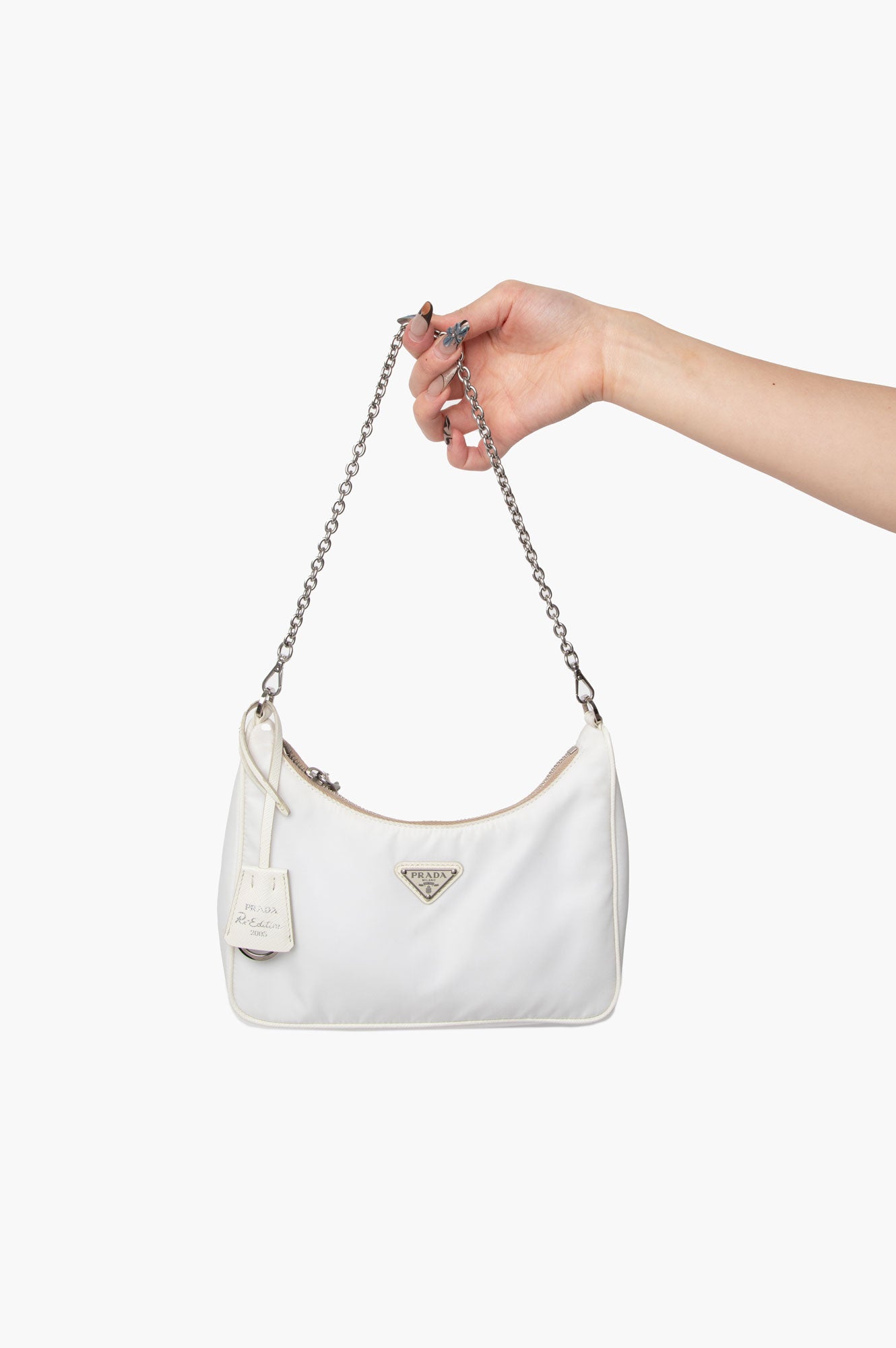 Prada White Re-edition 2005 Tessuto Bag