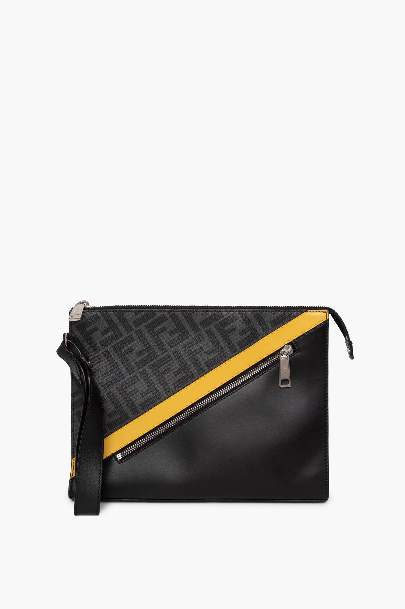 Fendi Black Zip Diagonal Clutch