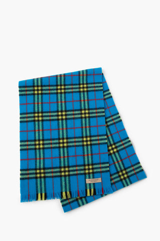 Burberry Blue/Yellow Cashmere Check Scarf