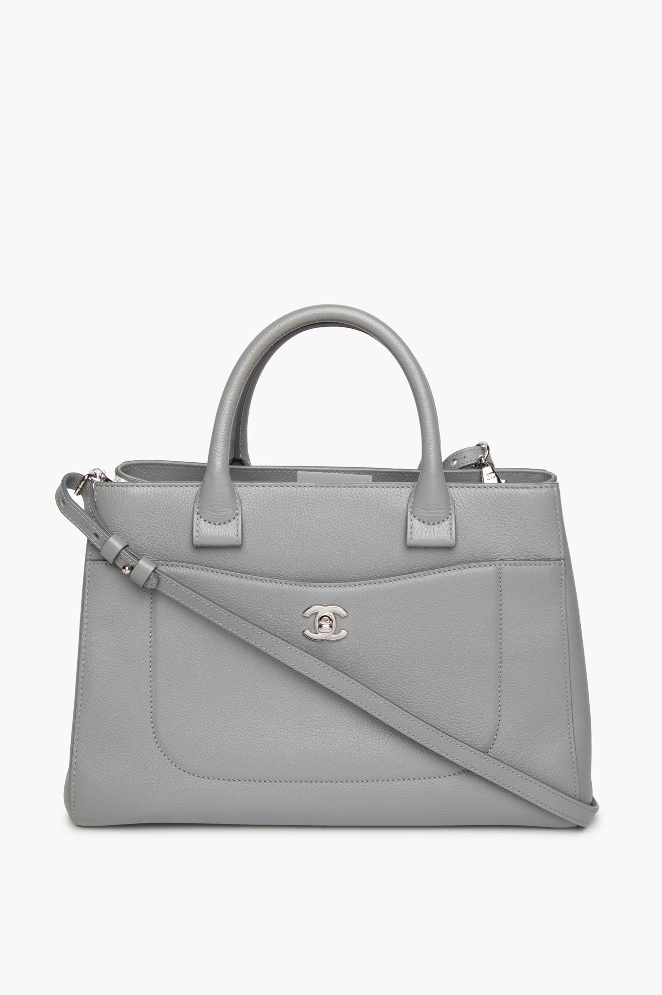 Chanel Grey Grained Calfskin Neo Executive Tote