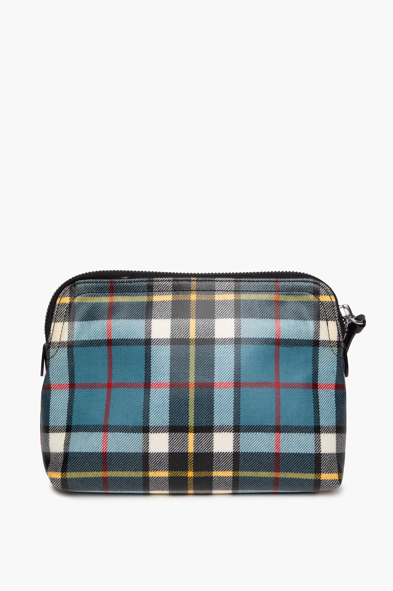 Burberry Red and Blue Laminated Tartan Patchwork LG Pouch