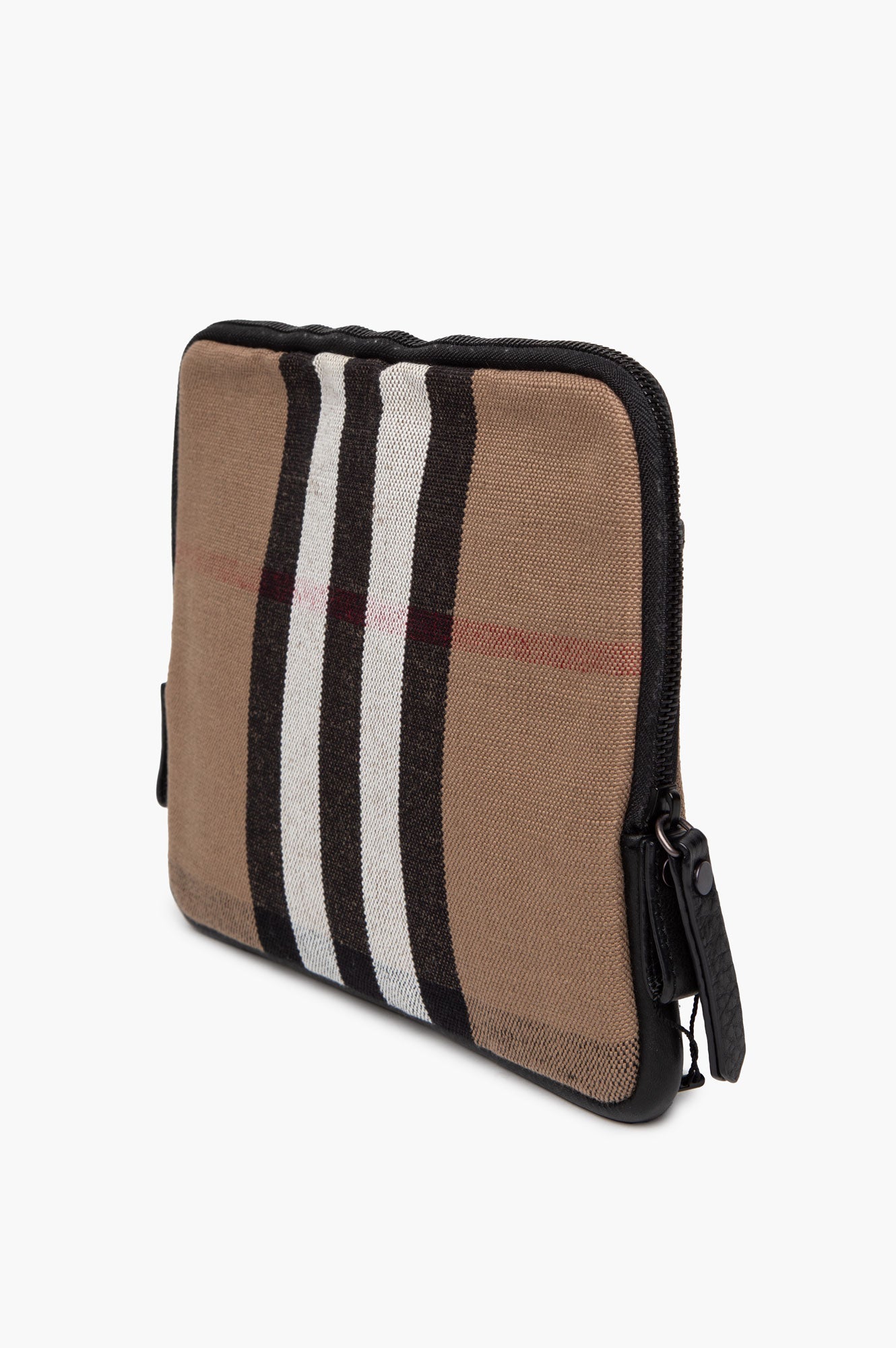 Burberry Tan/Black Canvas House Check iPad Pouch