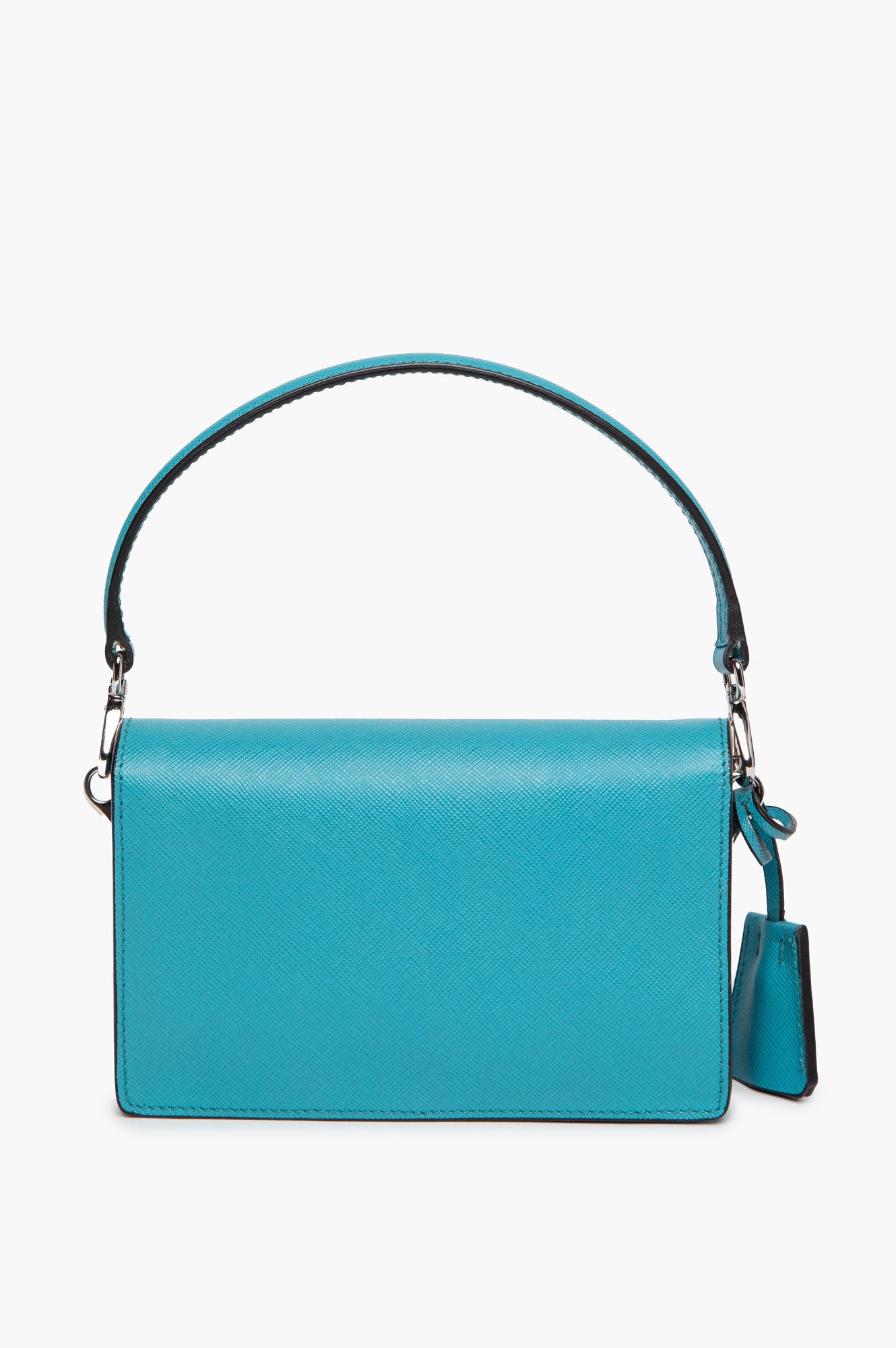 Prada Turquoise Saffiano Lux Leather Mini Flap Bag