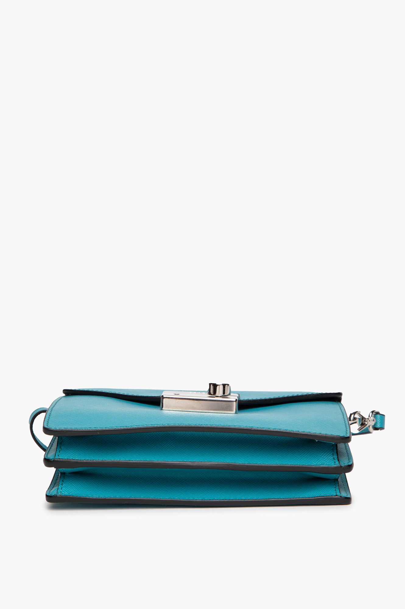 Prada Turquoise Saffiano Lux Leather Mini Flap Bag