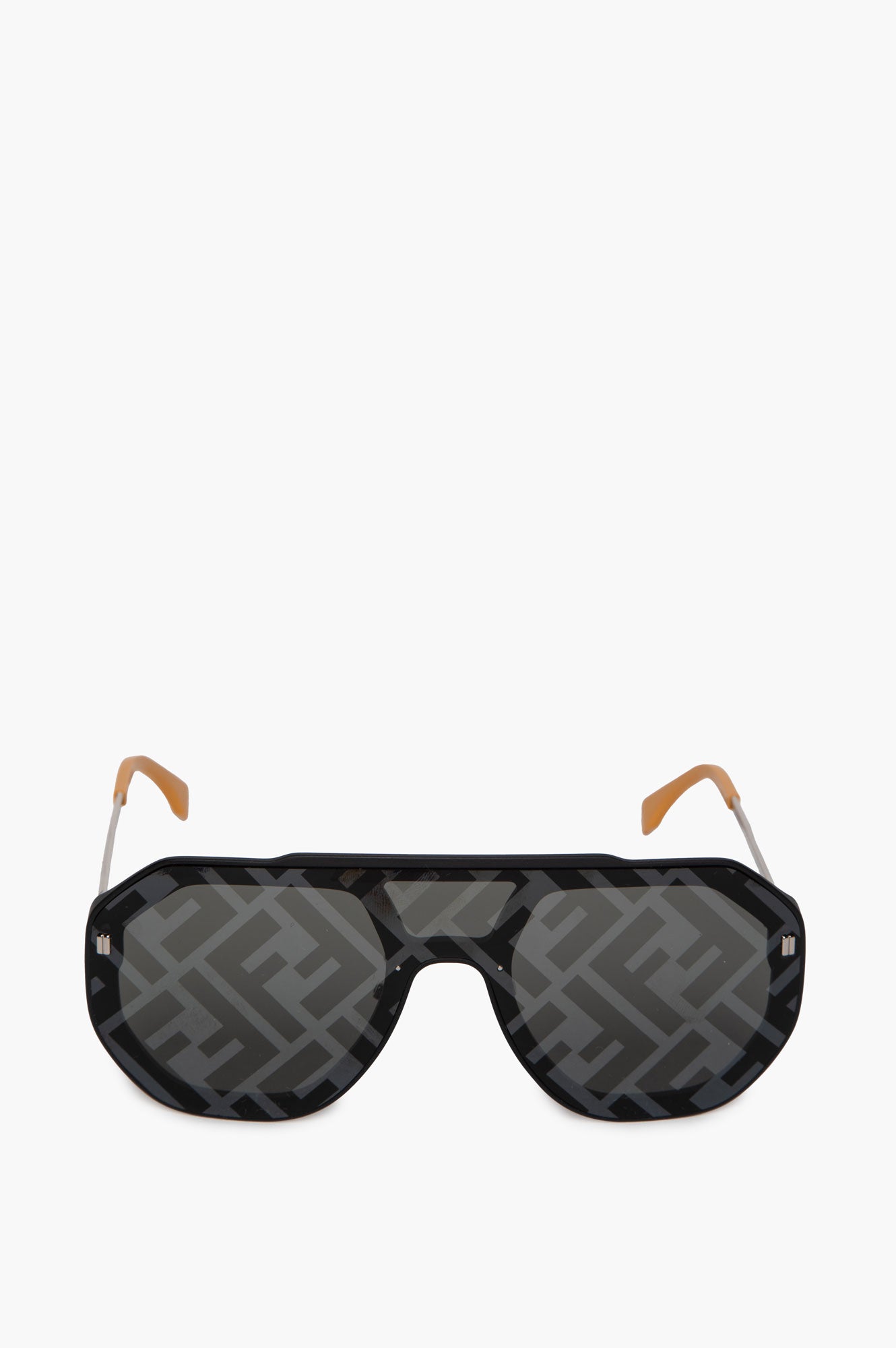 Fendi Black FF Logo FE40006U Pilot Mask Sunglasses
