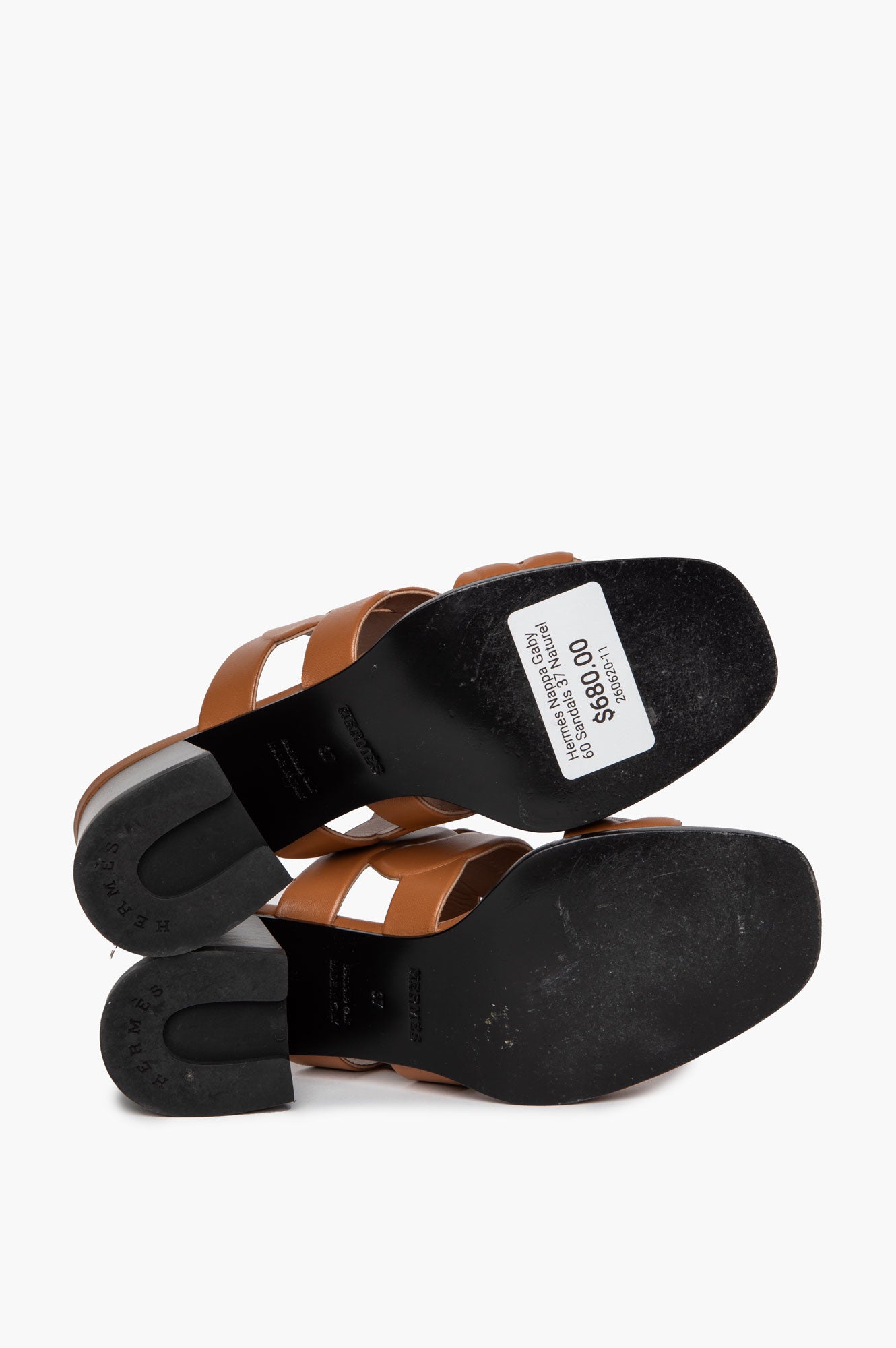 Hermes Nappa Gaby 60 Sandals Size 37 Naturel
