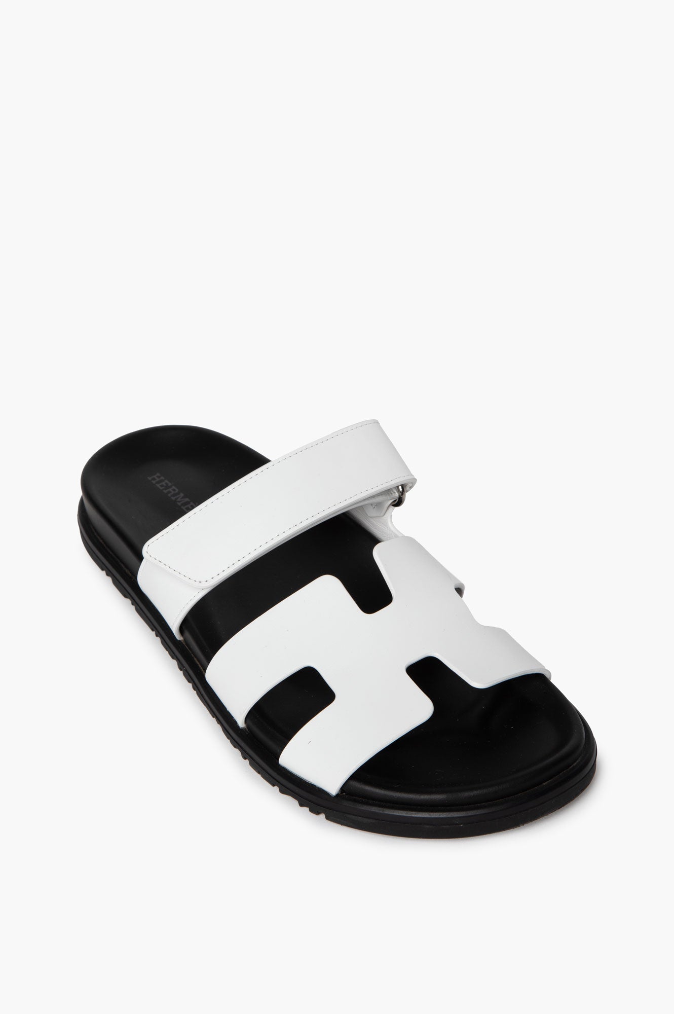 Hermes White Chypre Sandals 37