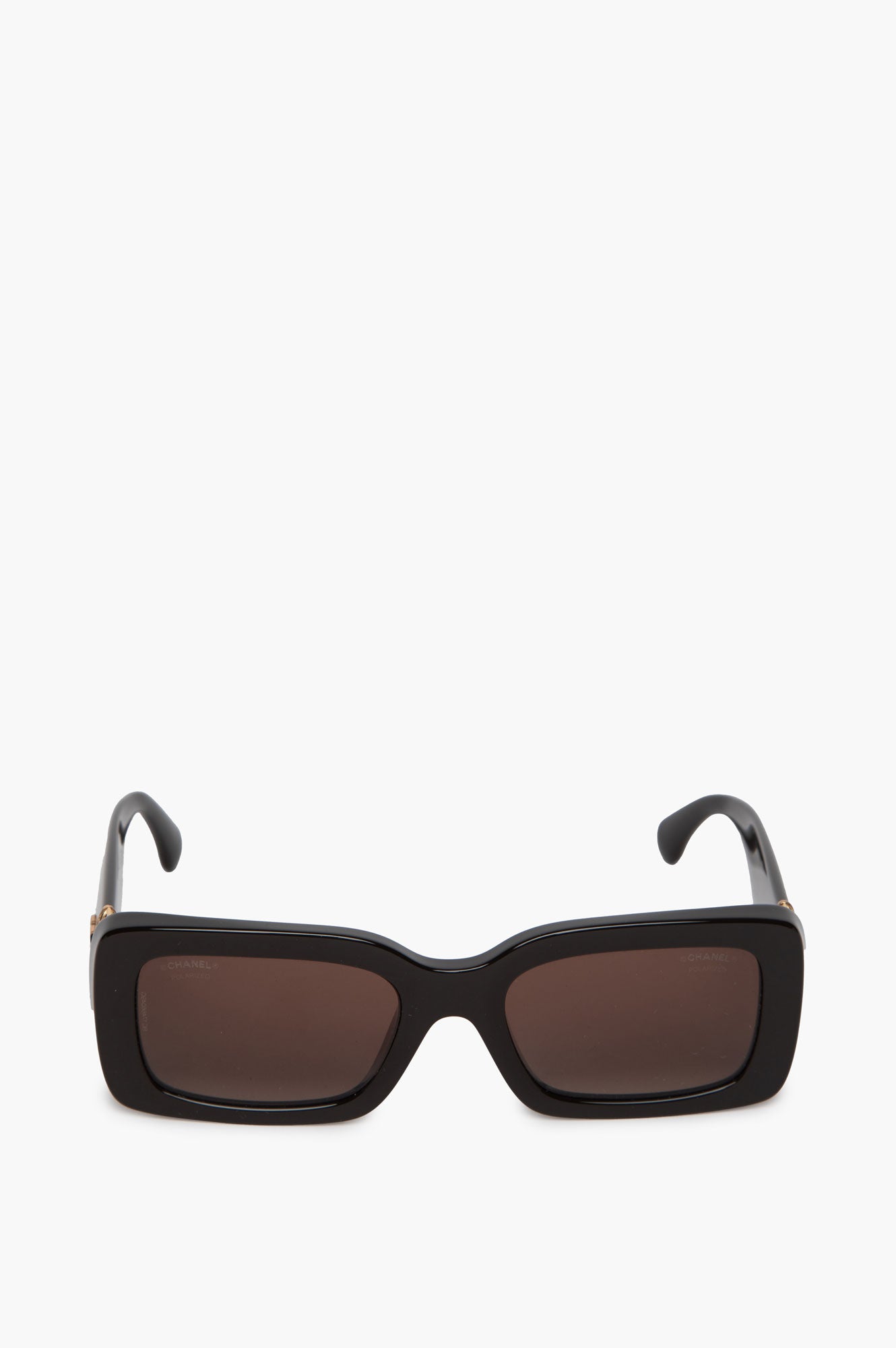 Chanel Brown & Gold 5534 Rectangle Sunglasses