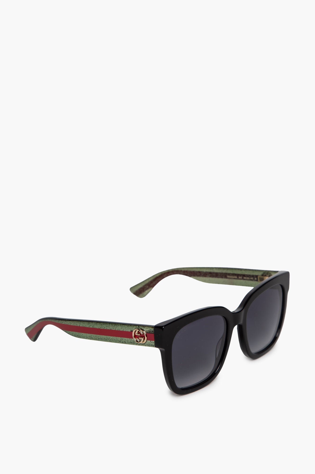 Gucci Black & Green Glitter Web Striped GG0034S Sunglasses