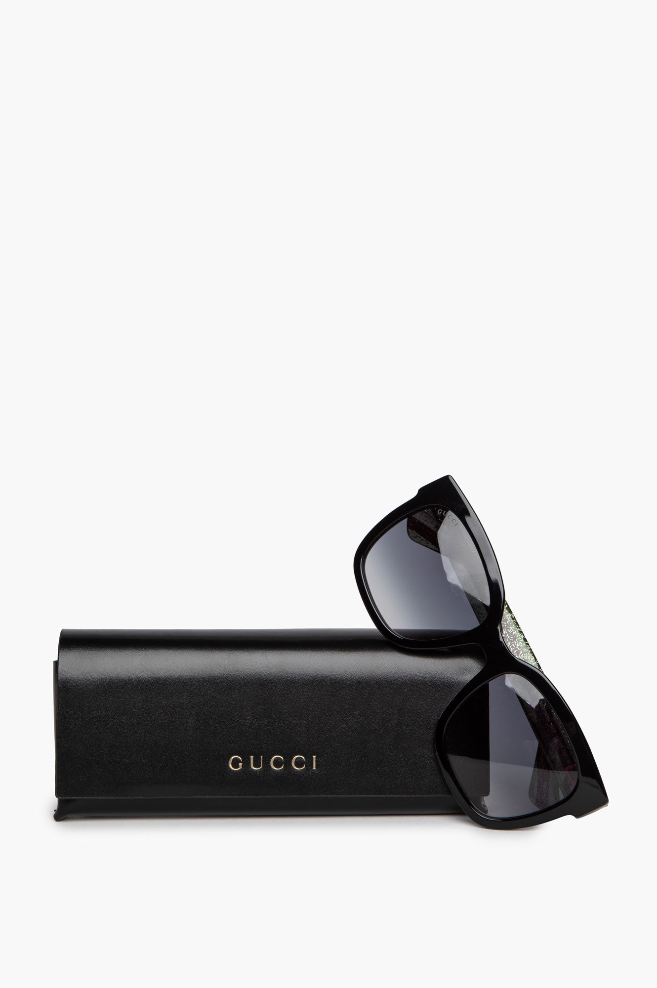 Gucci Black & Green Glitter Web Striped GG0034S Sunglasses