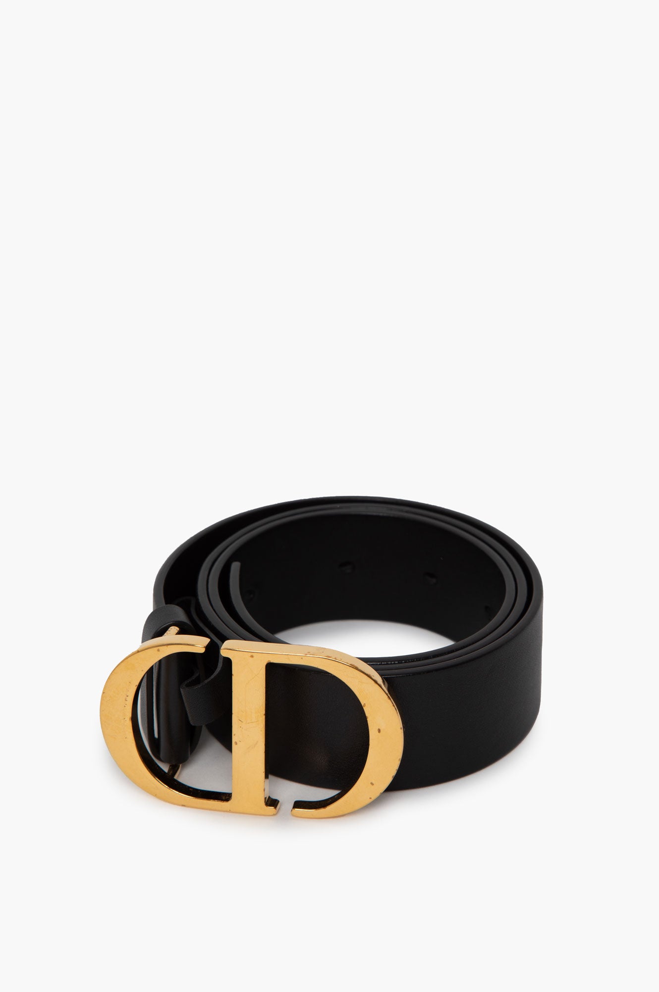 Christian Dior Black Leather Belt Size 75
