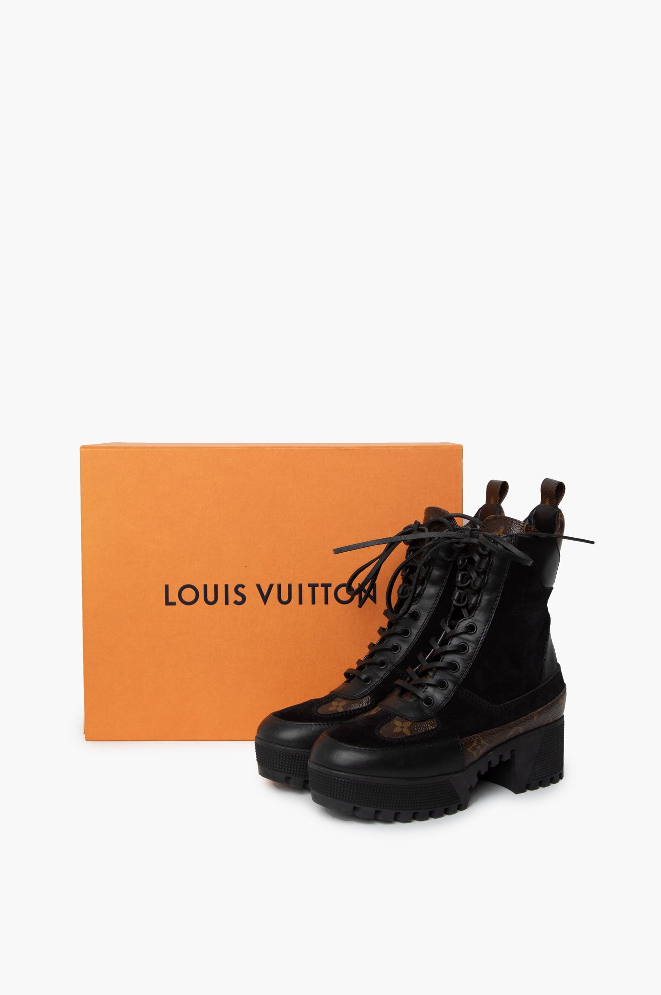 Louis Vuitton Black Laureate Platform Desert Boot Size 35.5
