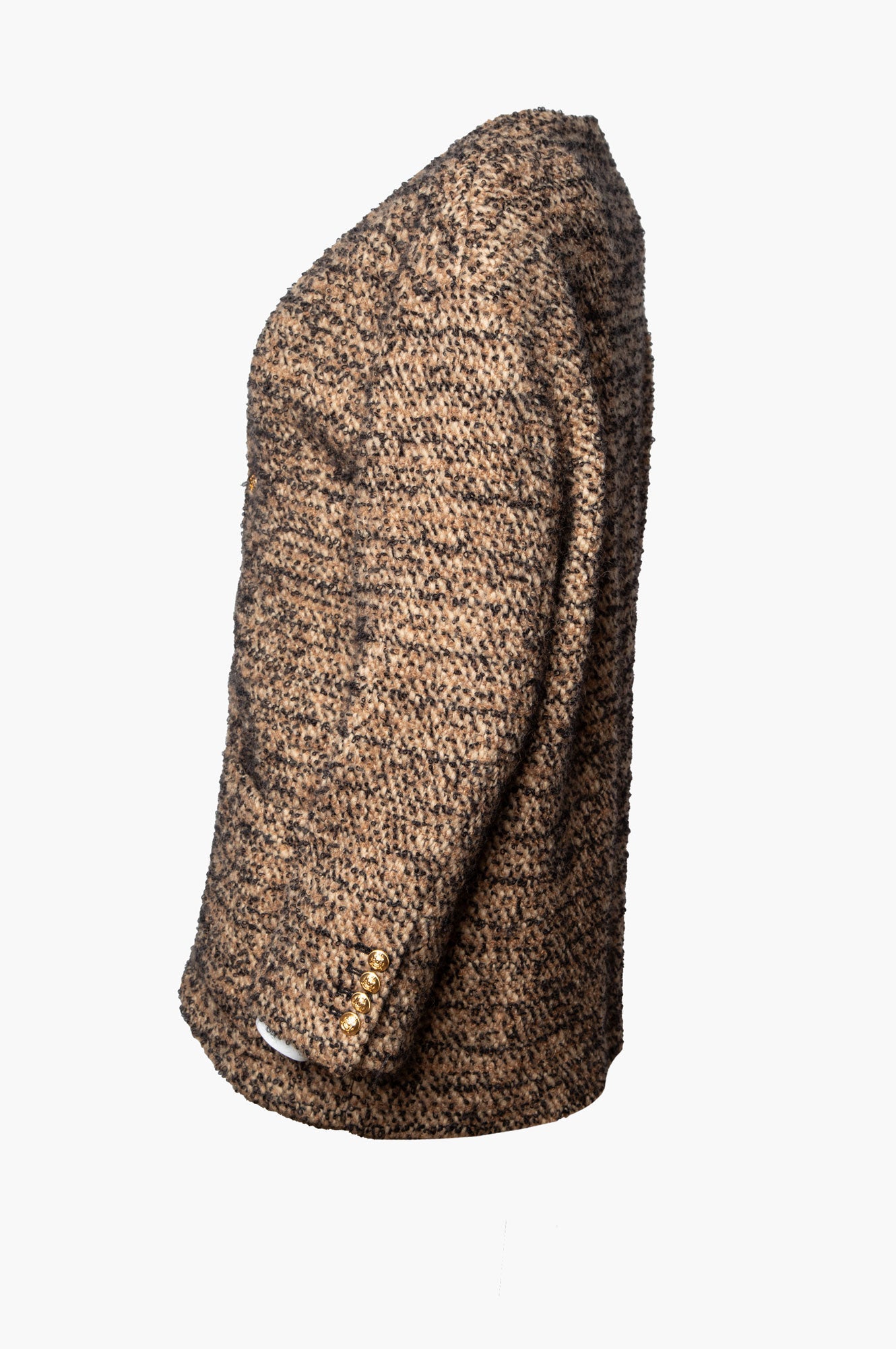 Celine Brown Bouclé Tweed Cardigan Coat