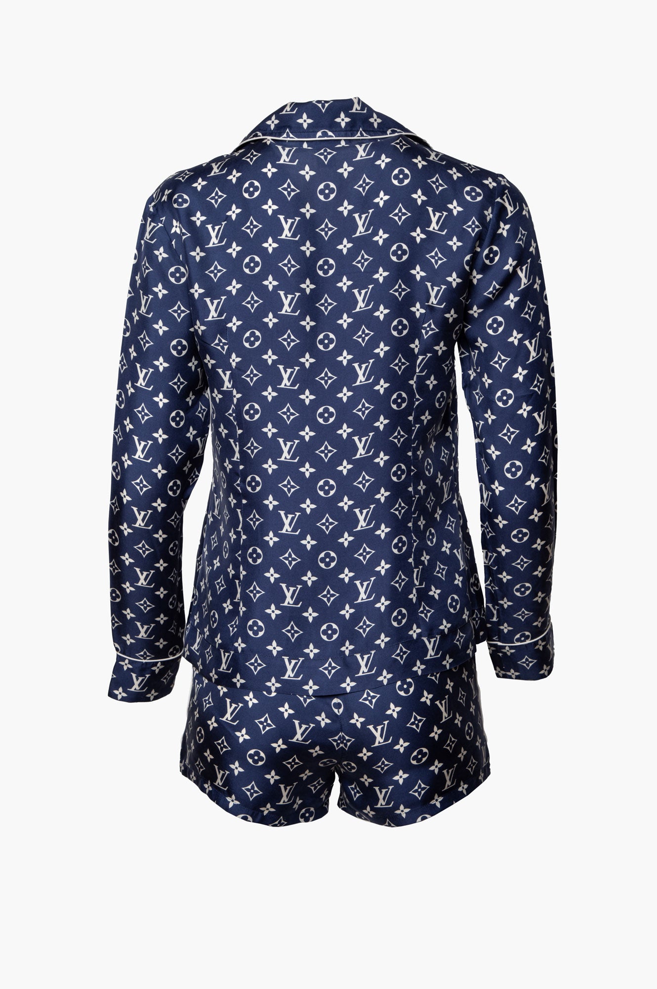 Louis Vuitton Blue Monogram Silk Pajama Shirt