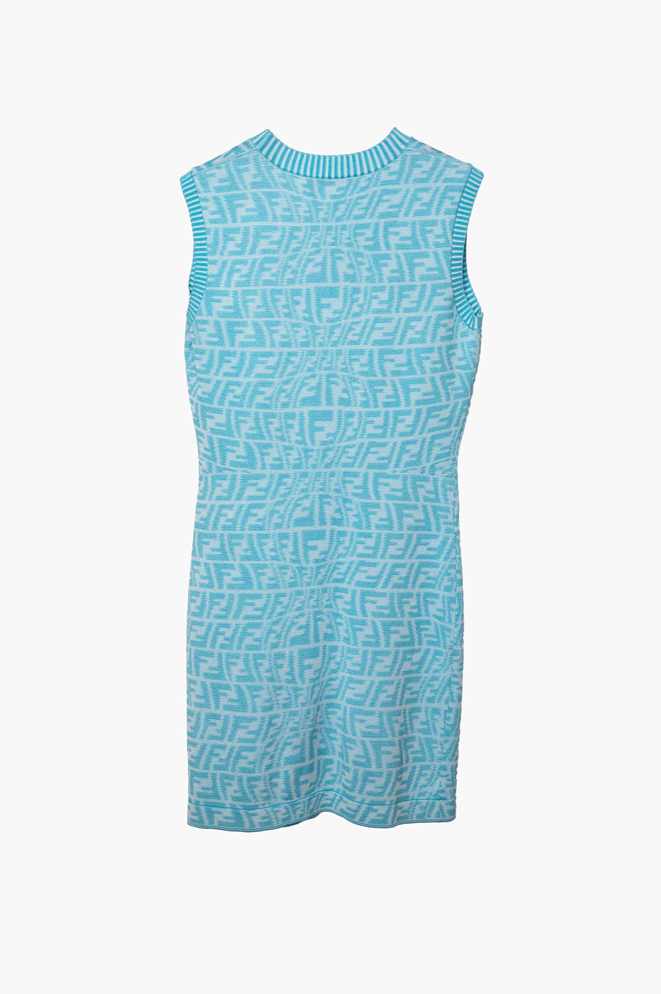 Fendi Blue FF Vertigo Knit Mini Sleeveless Dress