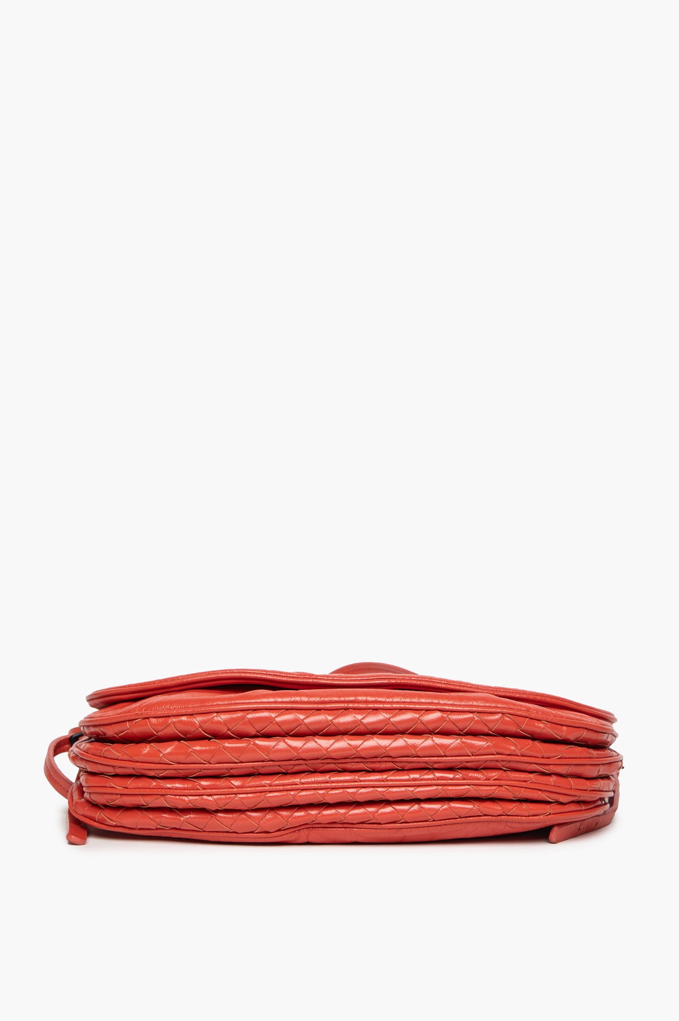 Bottega Veneta Orange Glazed Leather Flap Crossbody Bag