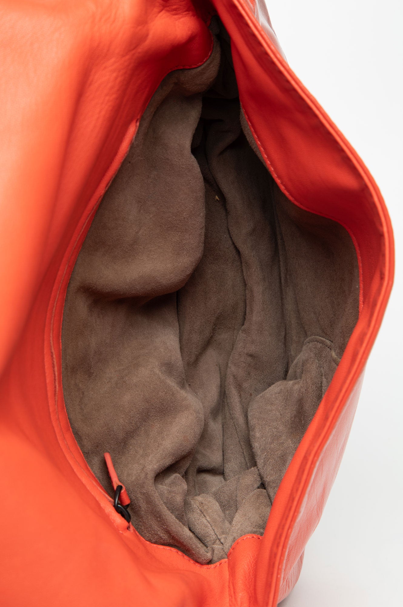 Bottega Veneta Orange Glazed Leather Flap Crossbody Bag