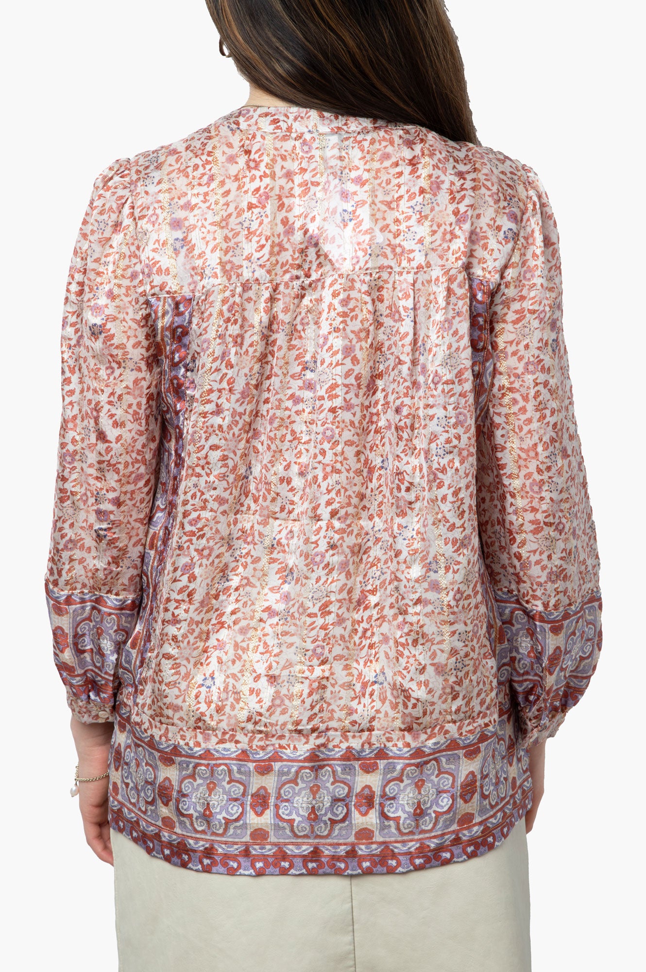 Joie Floral Silk Long Sleeve Blouse Size S