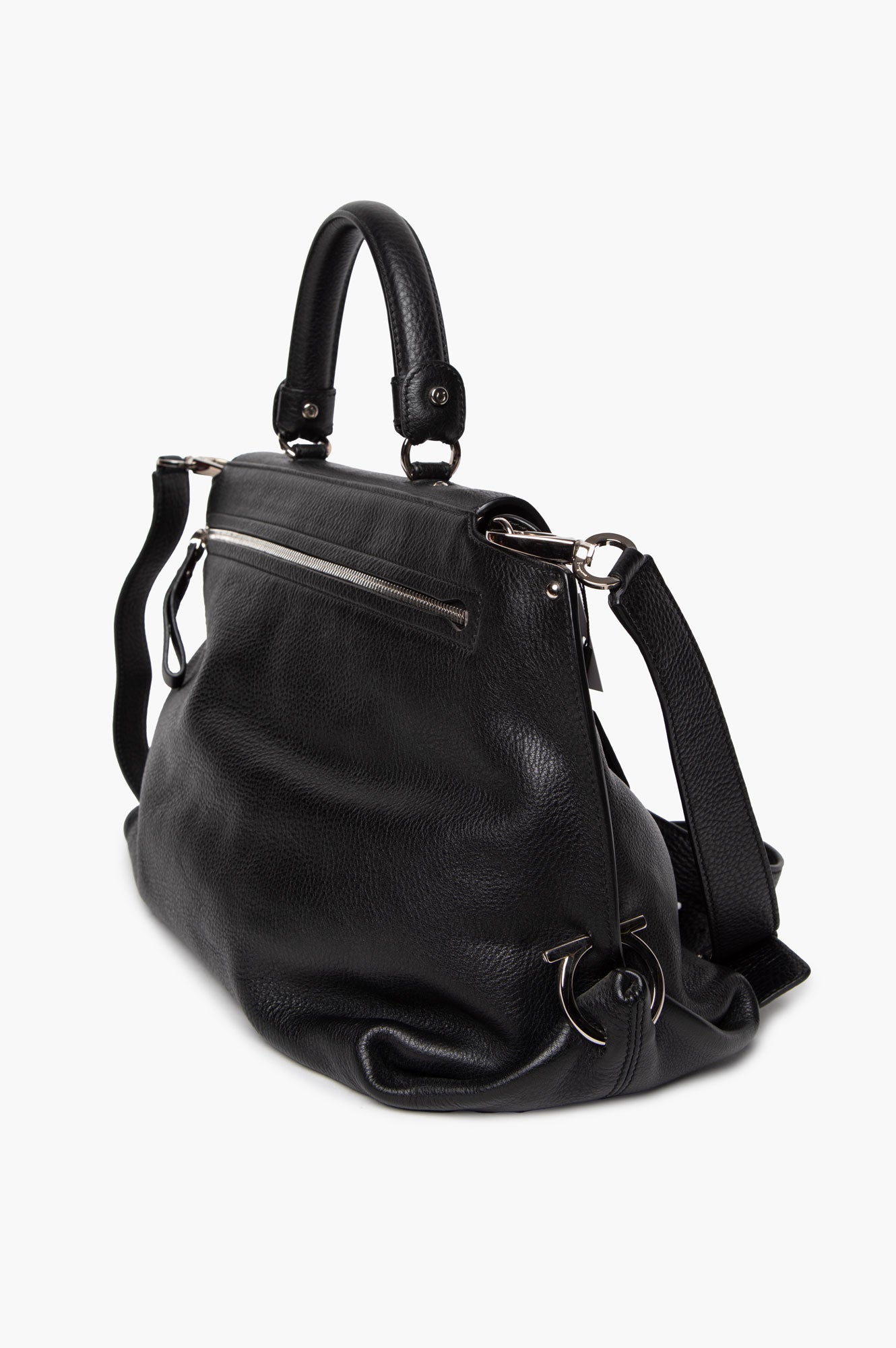 Salvatore Ferragamo Large Black Leather Sofia Satchel