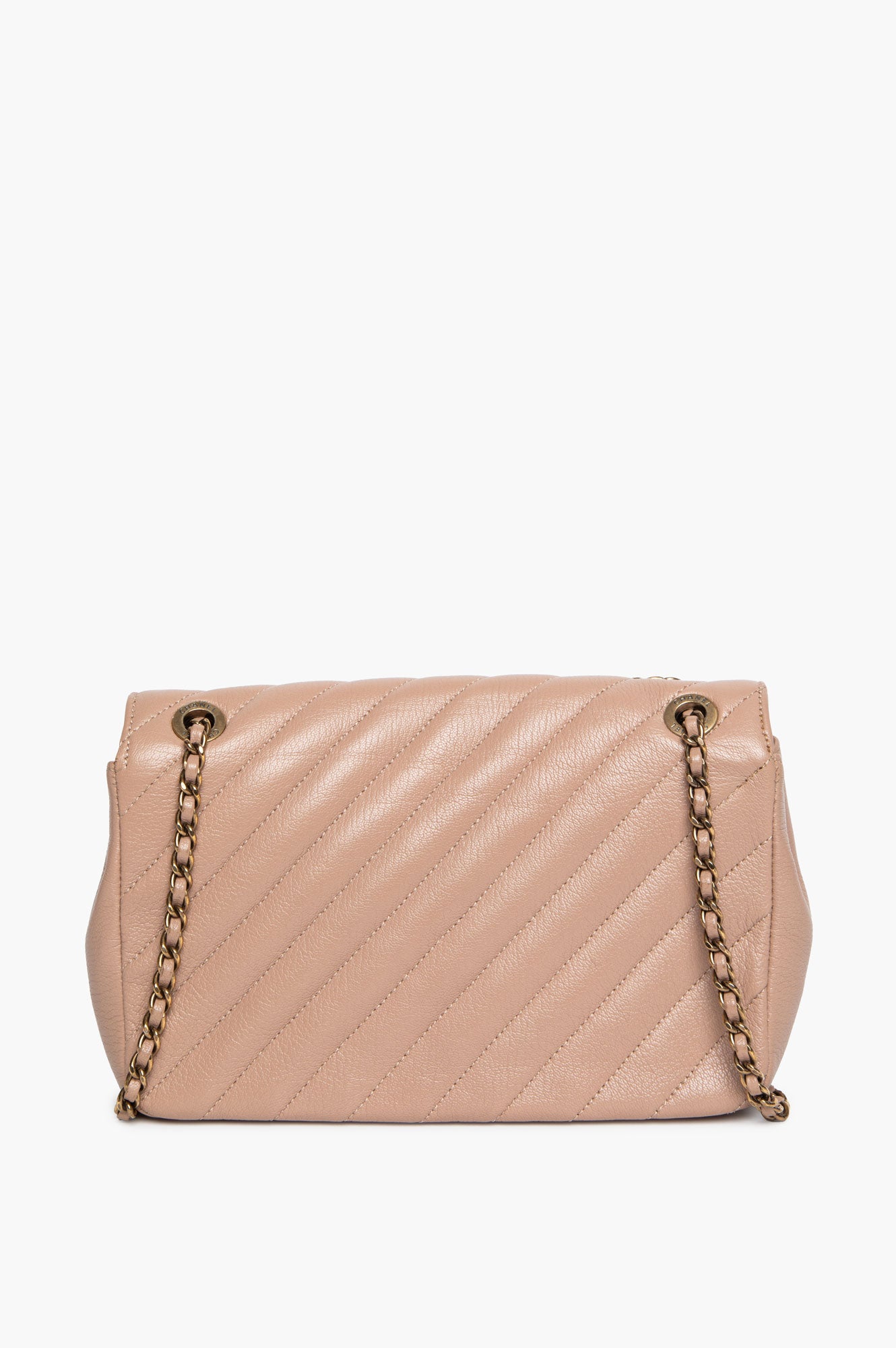 Chanel Beige Goatskin Diagonal Chevron CC Flap Bag