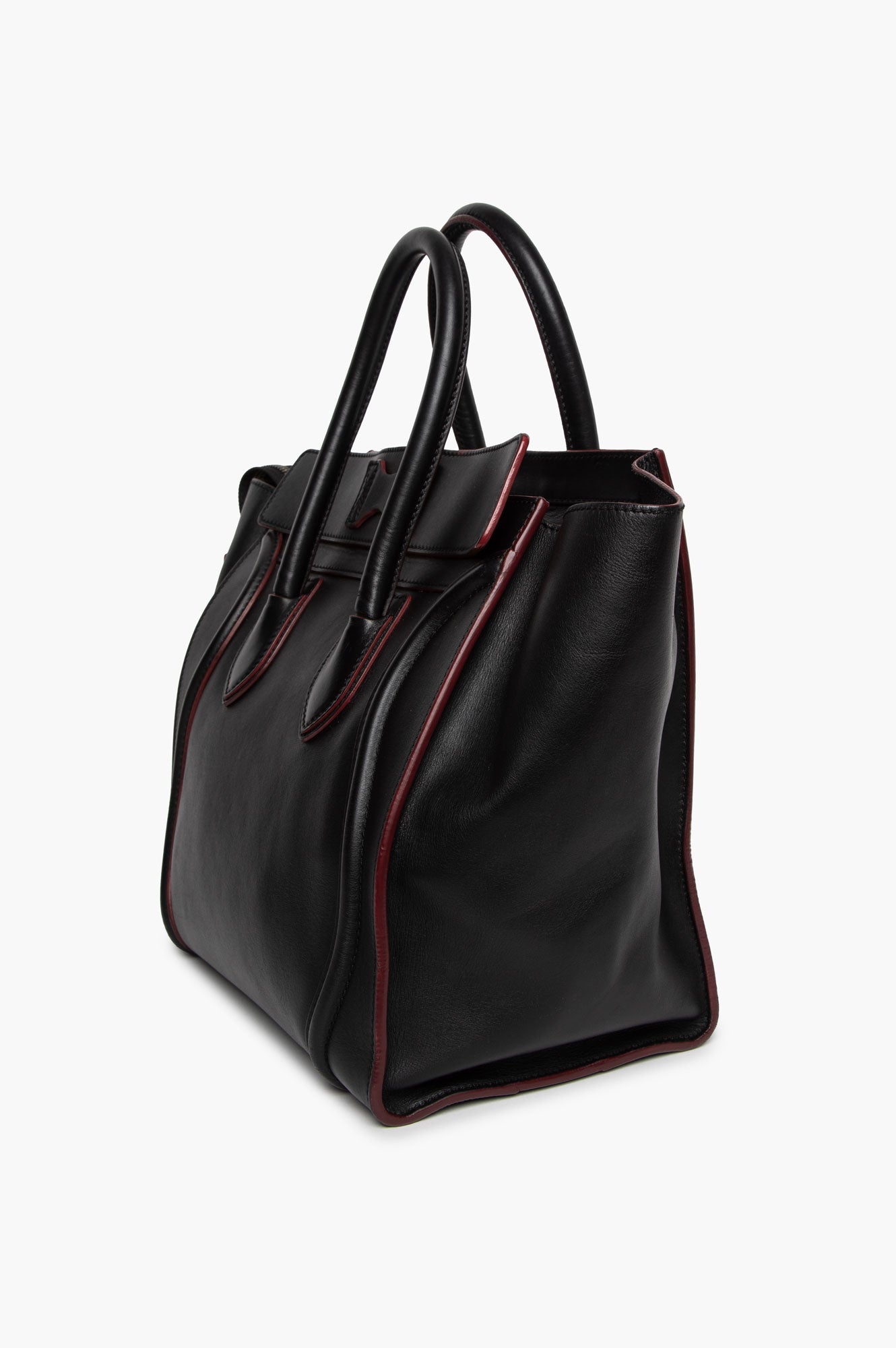 Céline Black Smooth Calfskin Red Trim Mini Luggage Tote