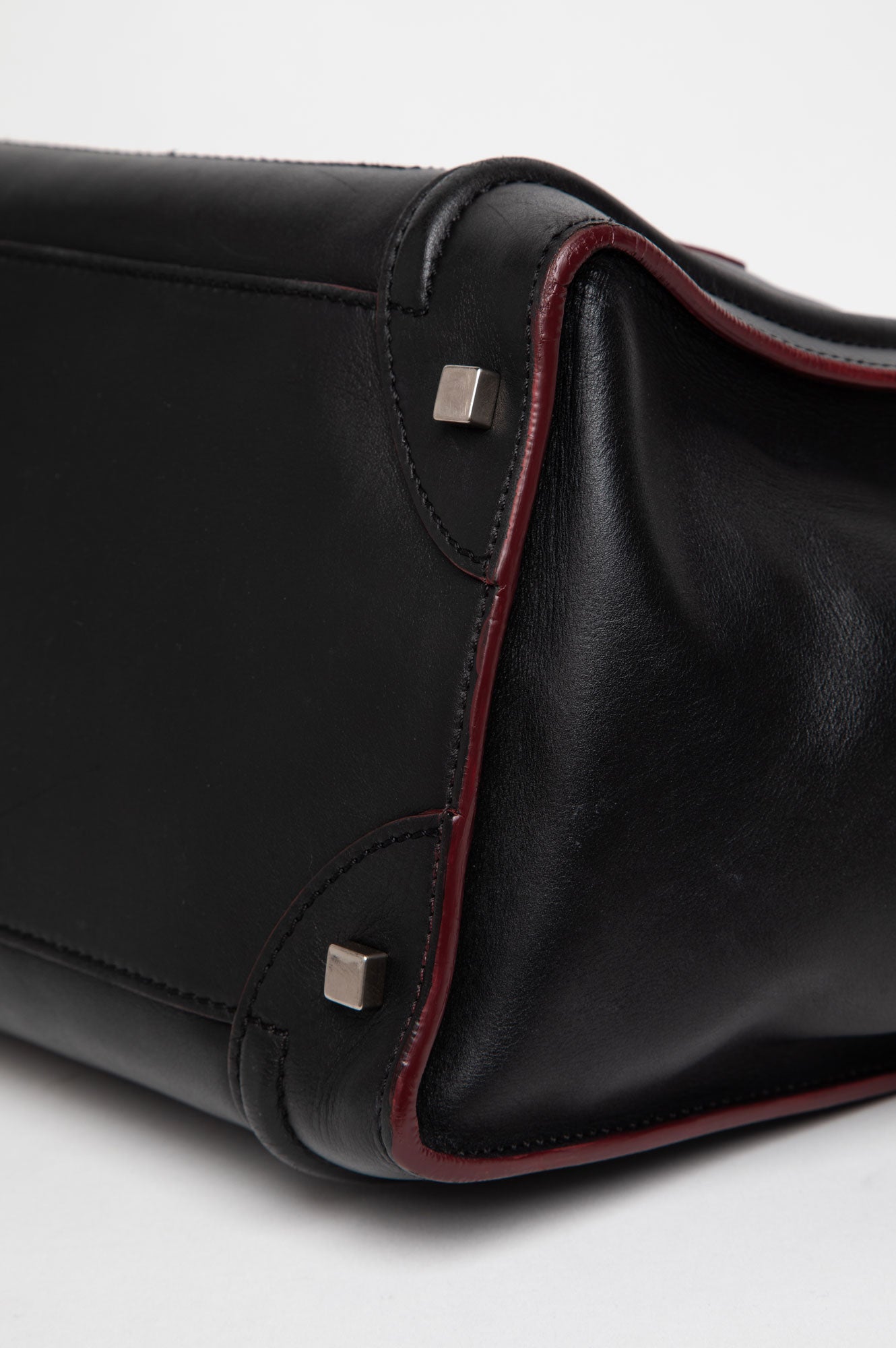 Céline Black Smooth Calfskin Red Trim Mini Luggage Tote