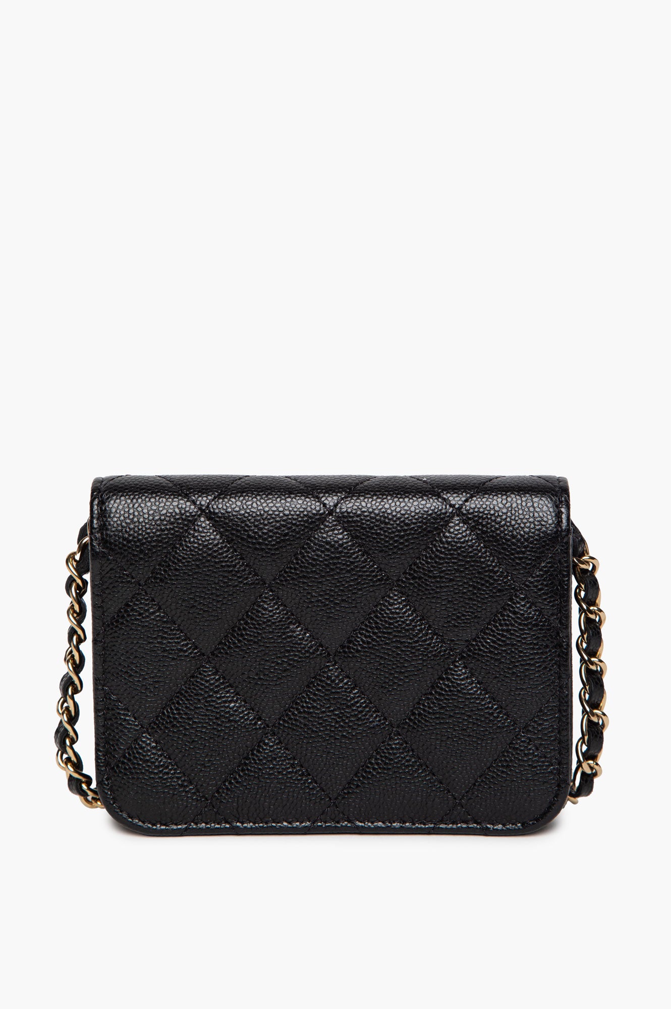 Chanel Mini Black Caviar Flap Pouch with Strap