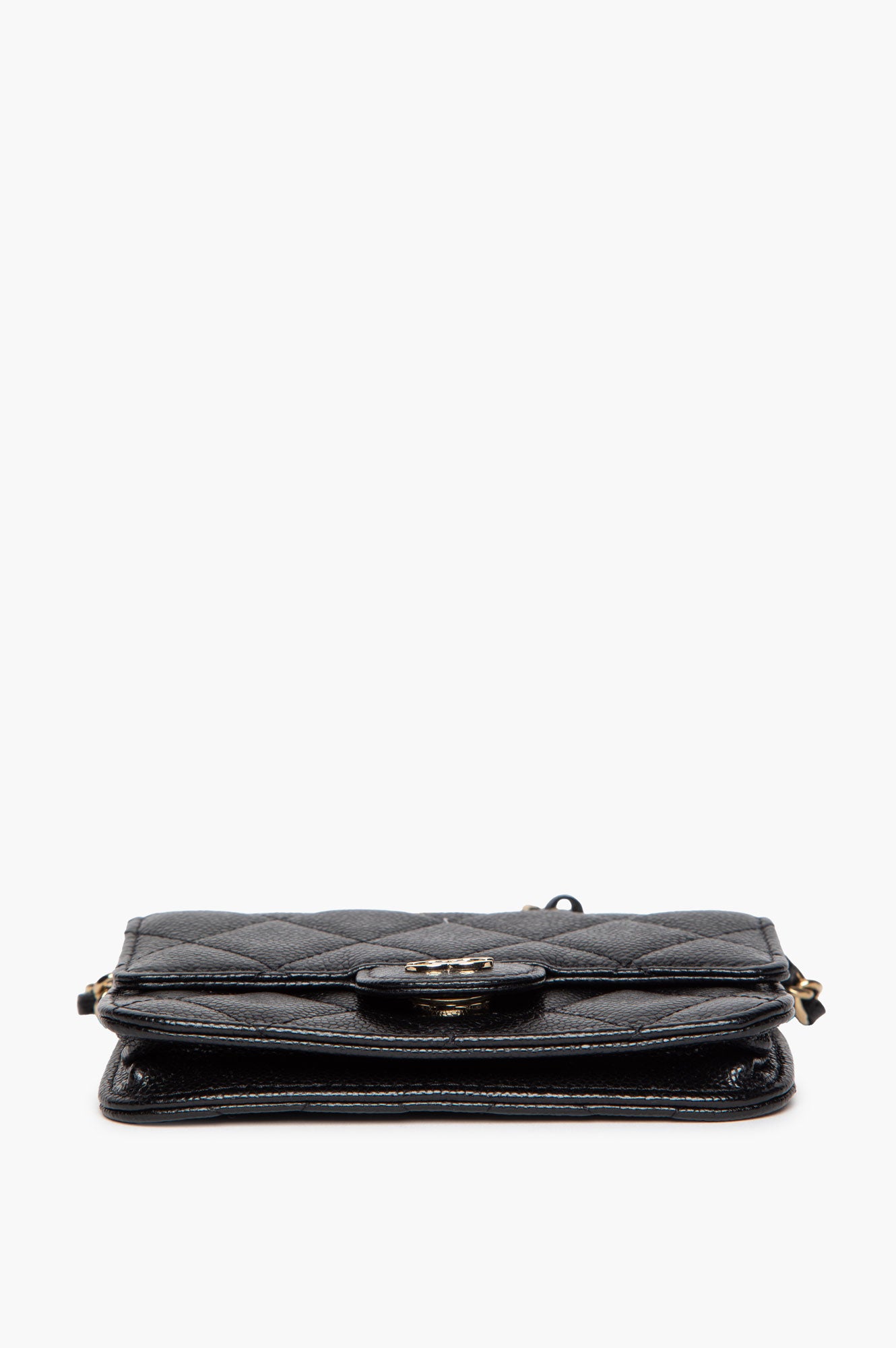Chanel Mini Black Caviar Flap Pouch with Strap