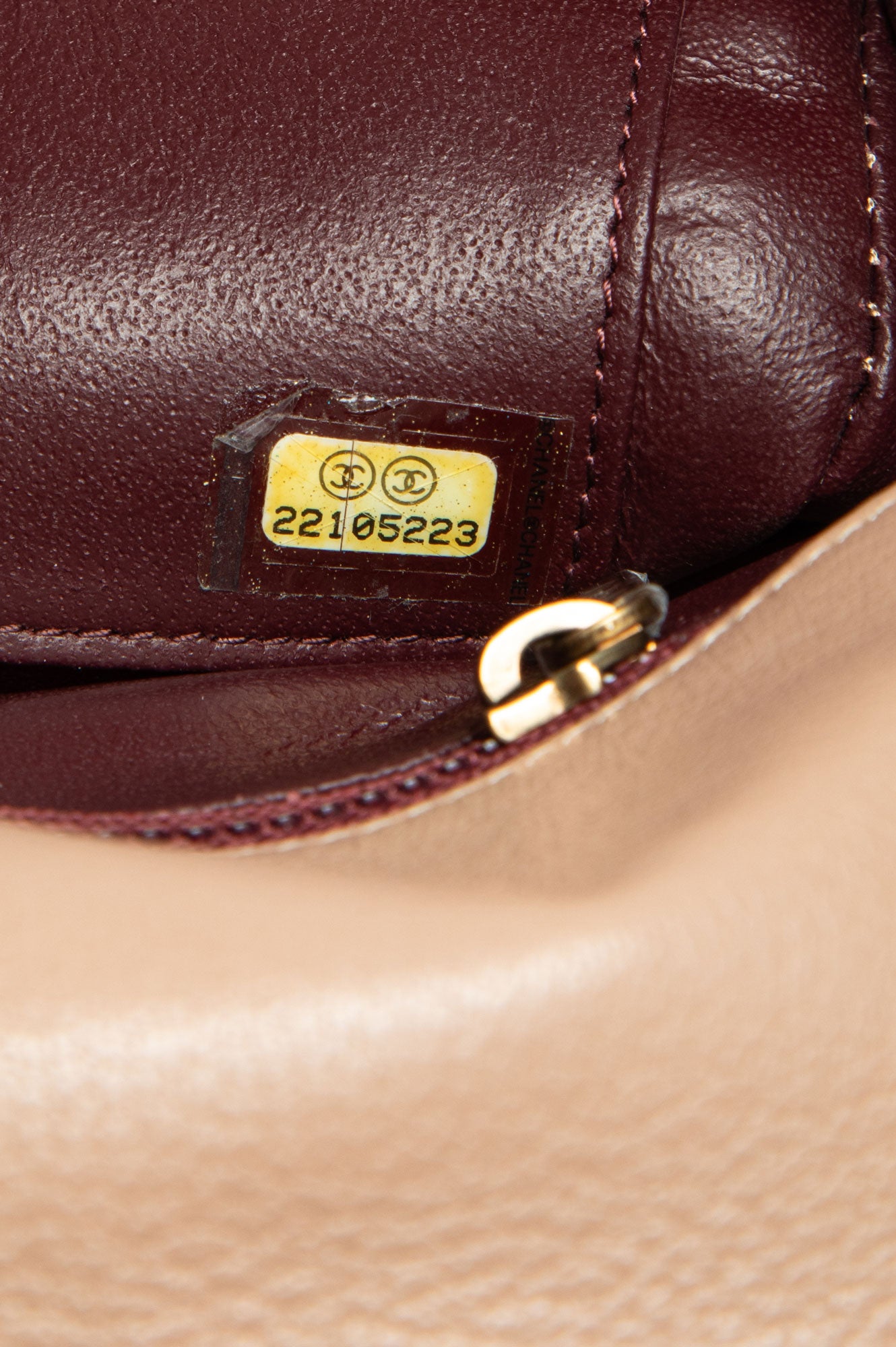 Chanel Beige Goatskin Diagonal Chevron CC Flap Bag