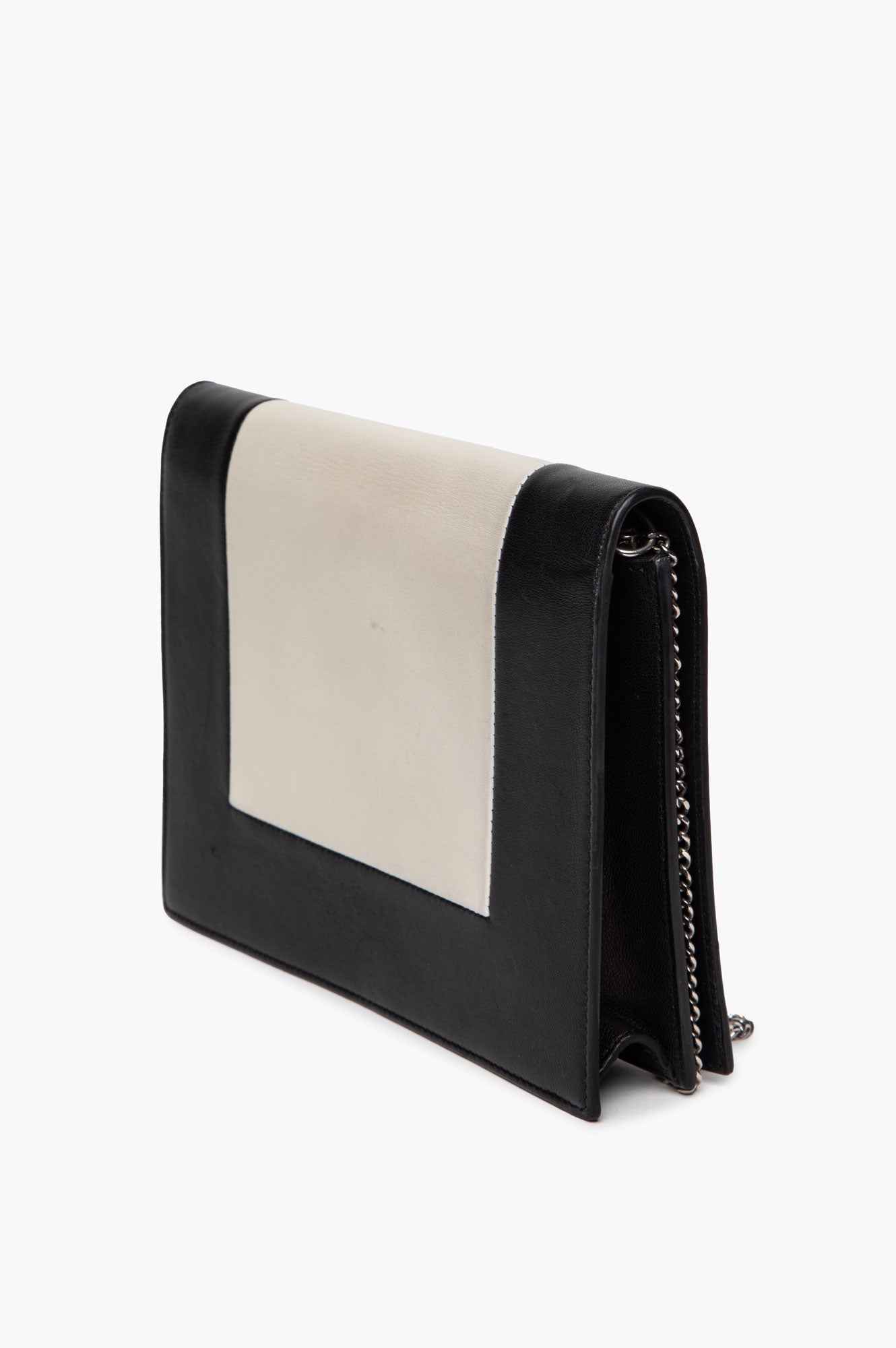 Céline Black/White Calfskin Frame Evening Clutch on Chain Bag