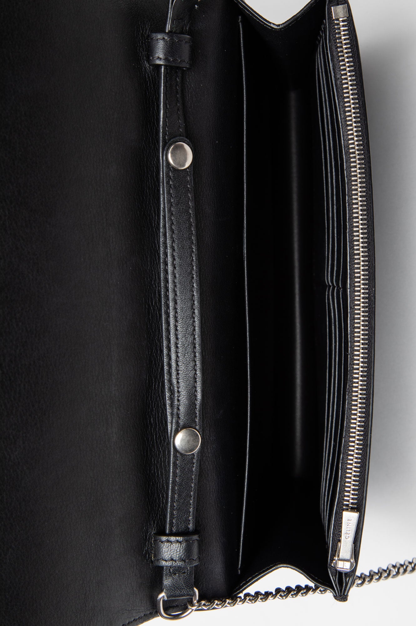 Céline Black/White Calfskin Frame Evening Clutch on Chain Bag