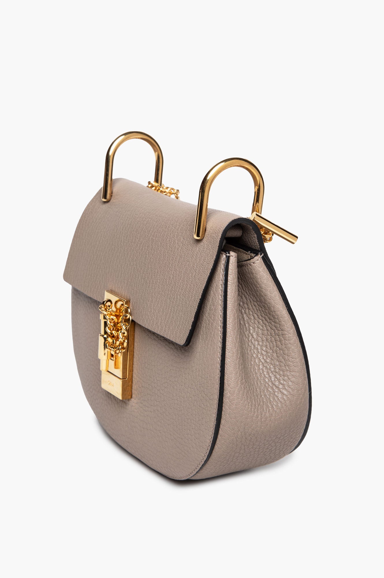 Chloé Small Taupe Grained Leather Drew Bag