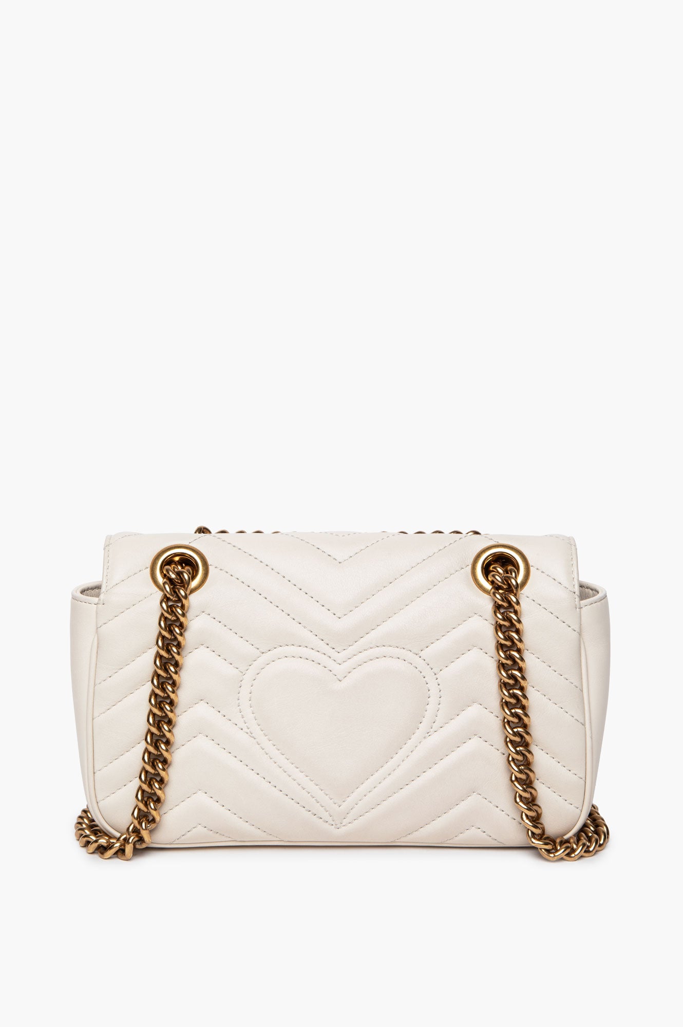 Gucci White Leather GG Marmont Small Shoulder Bag