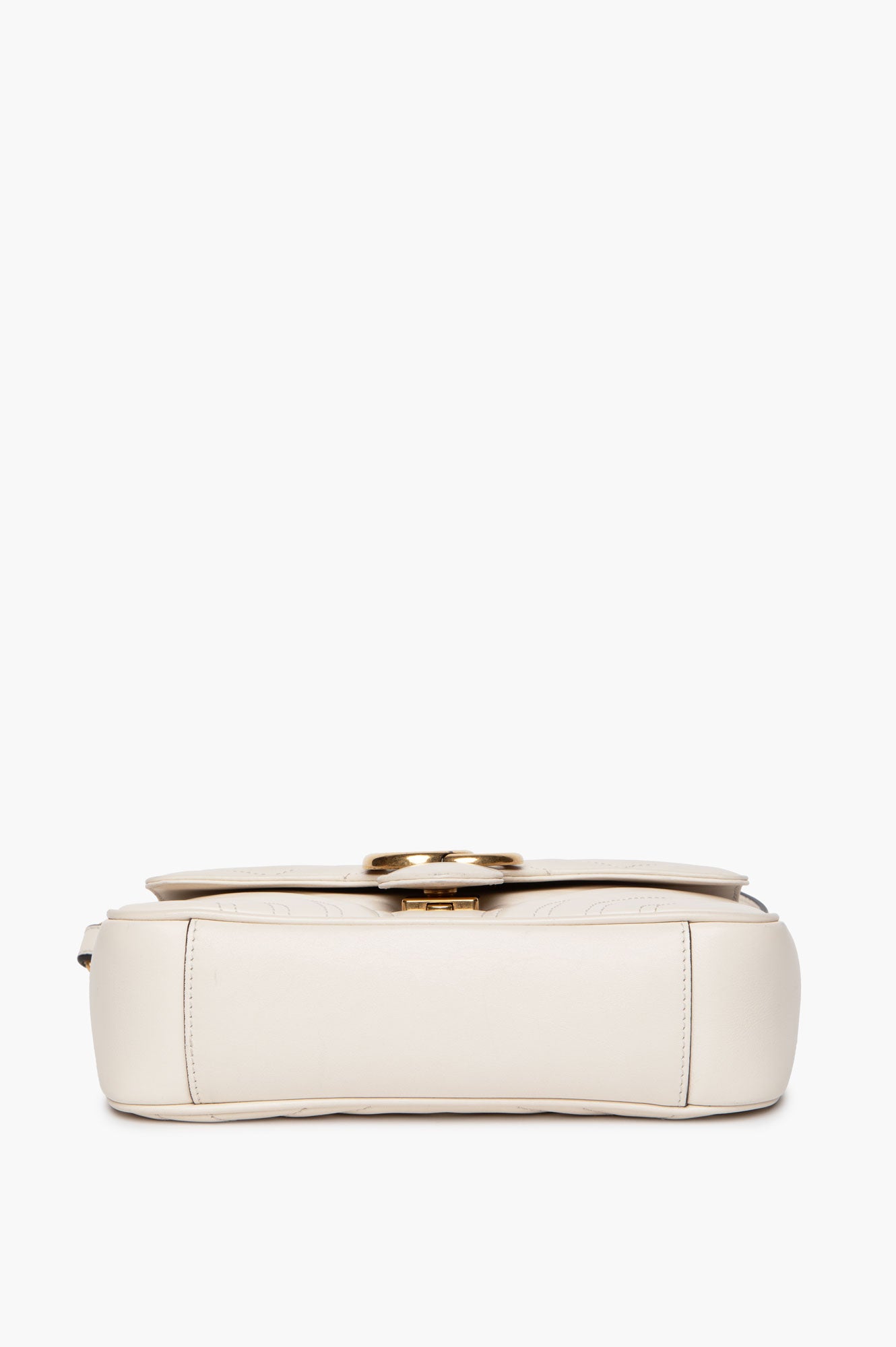 Gucci White Leather GG Marmont Small Shoulder Bag