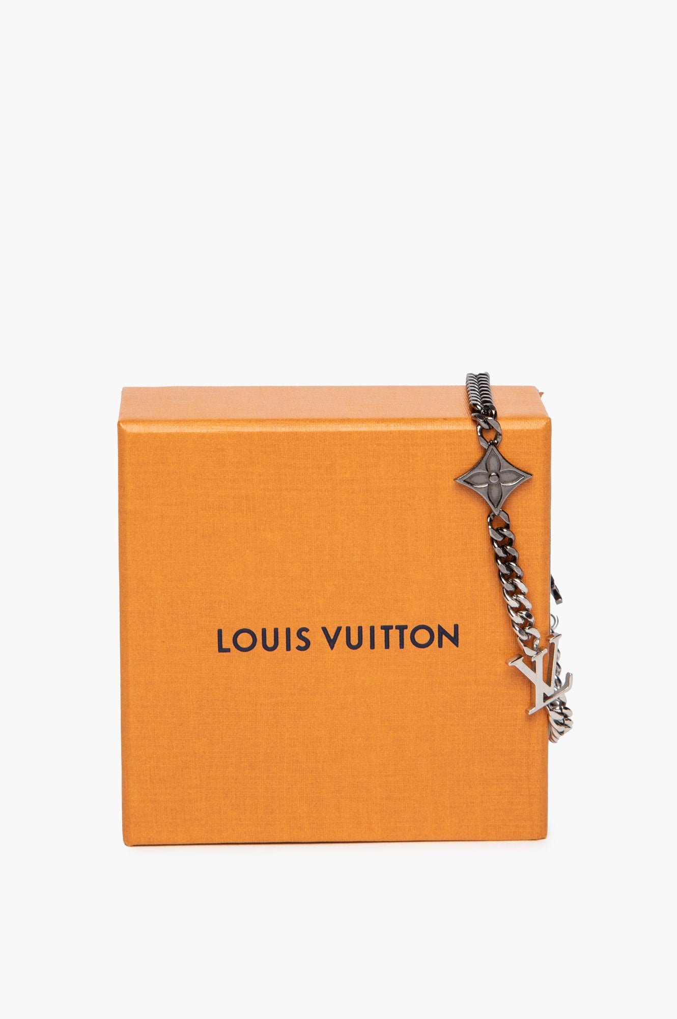 Louis Vuitton Gunmetal Silver Tone Monogram Chain Instinct Bracelet