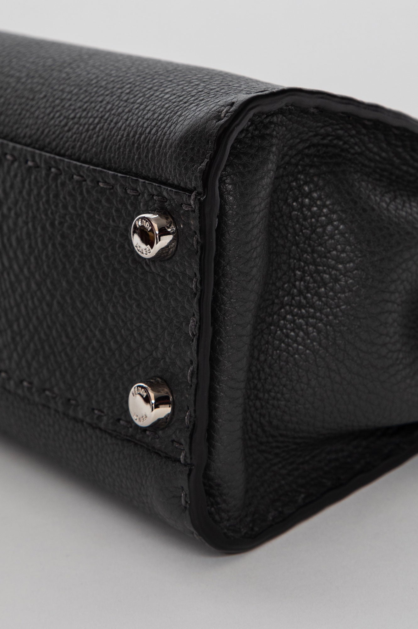 Fendi Grey Asphalt Selleria Leather Mini Peekaboo Bag
