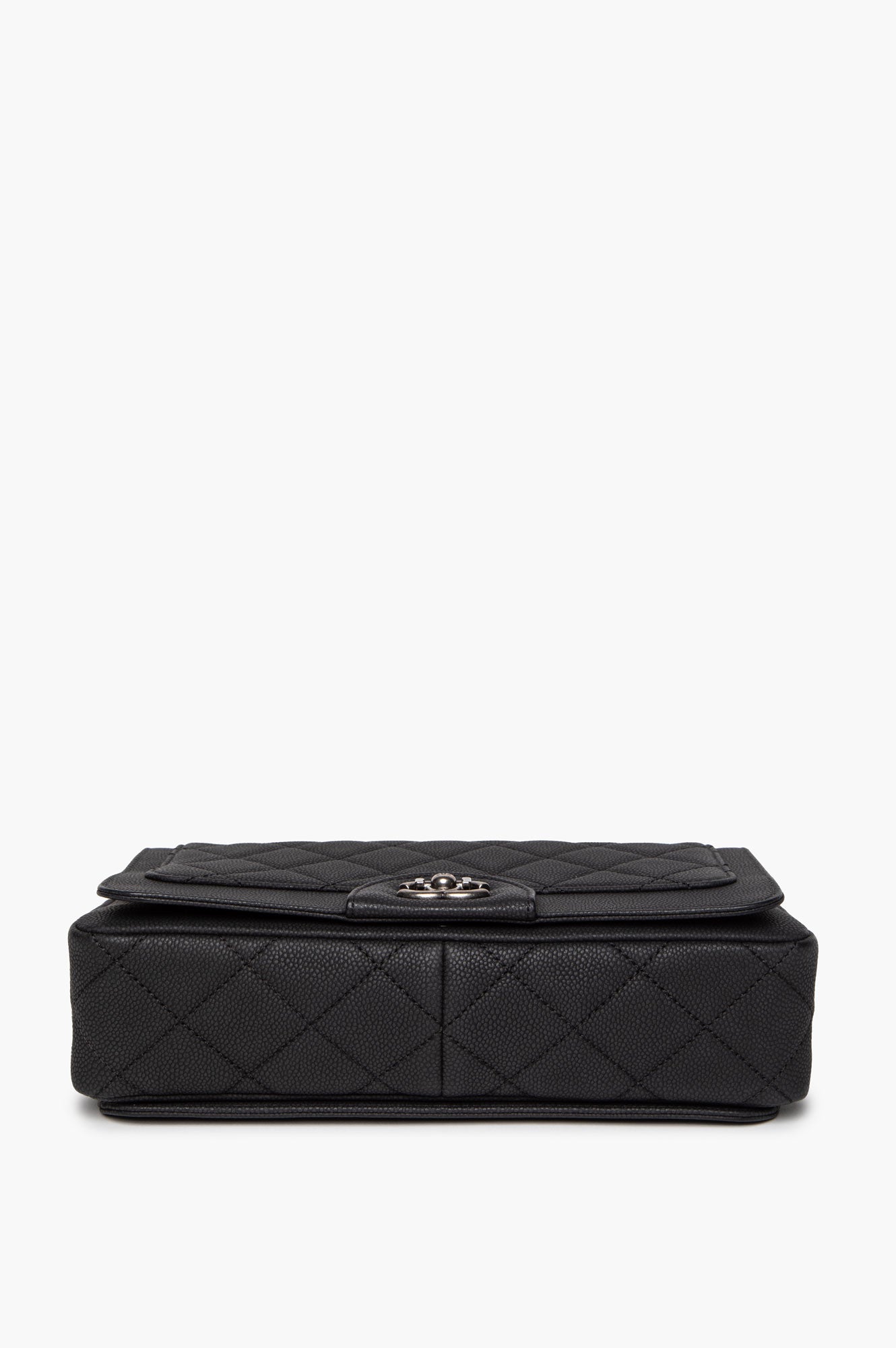 Chanel Matte Black Caviar Ruthenium Hardware Turn Around Flap Bag