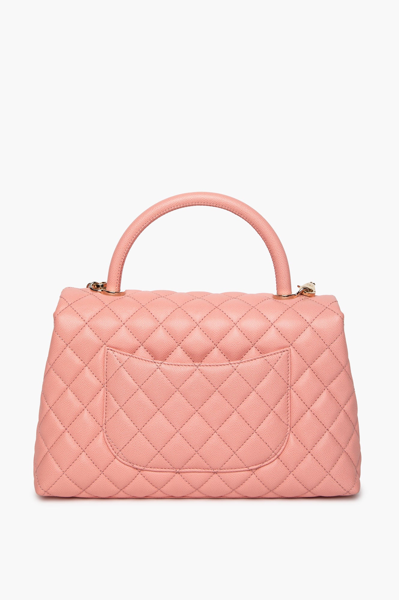 Chanel Pink Quilted Caviar Medium Coco Handle Flap Bag
