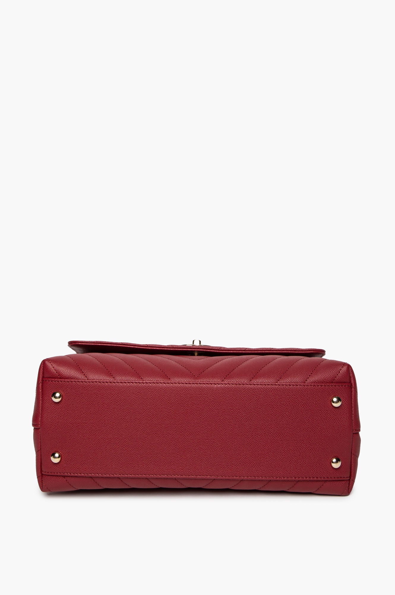 Chanel Dark Red Chevron Quilted Caviar & Lizard Medium Coco Handle Bag