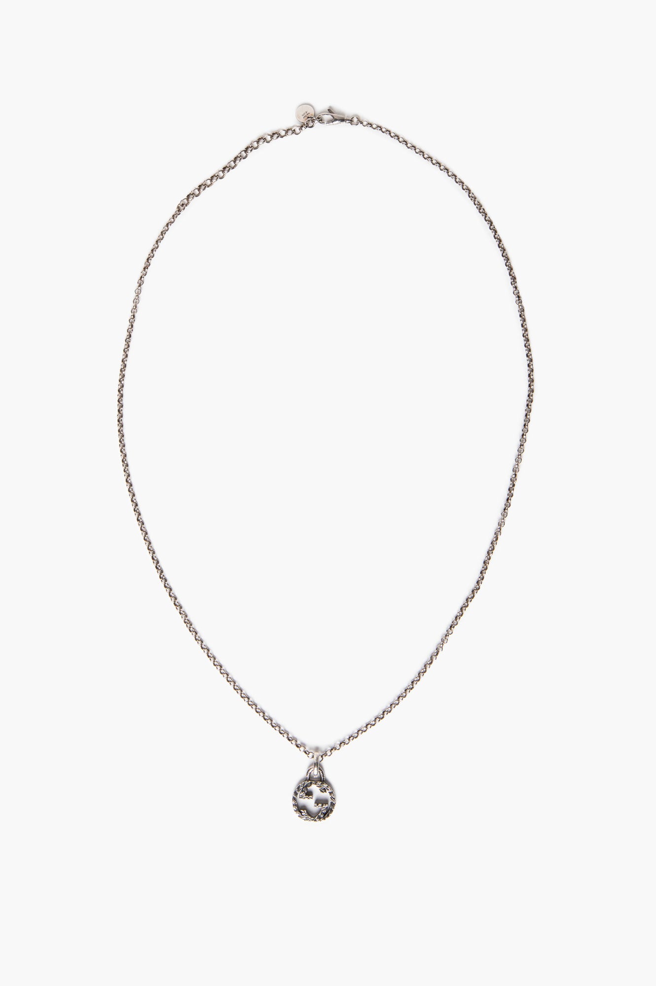 Gucci Sterling Silver Interlocking G Pendant Necklace