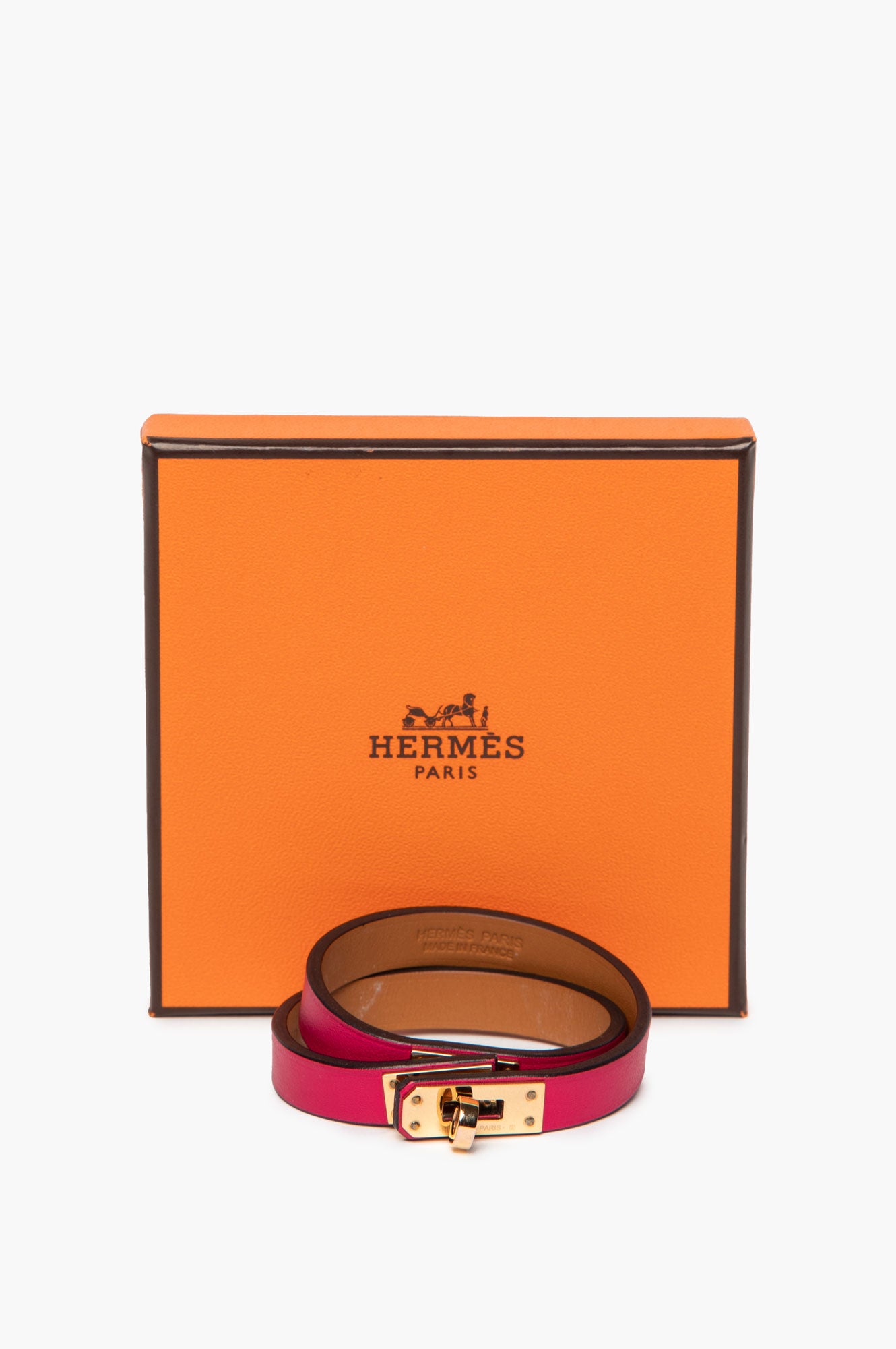Hermès Yellow Gold Plated Framboise Mini Kelly Double Tour Bracelet
