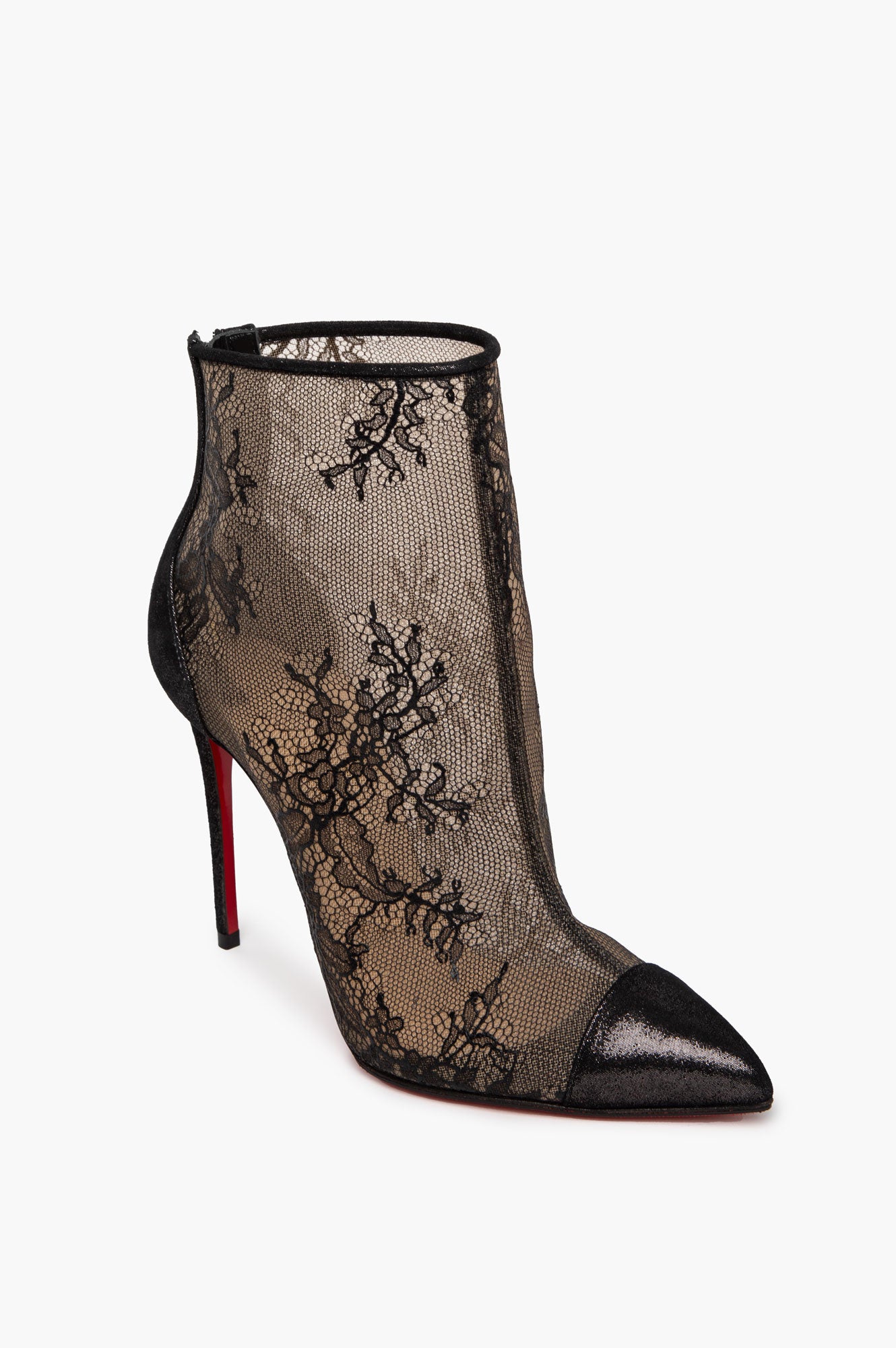 Christian Louboutin Black Lace Gipsy 100 Booties Size 36
