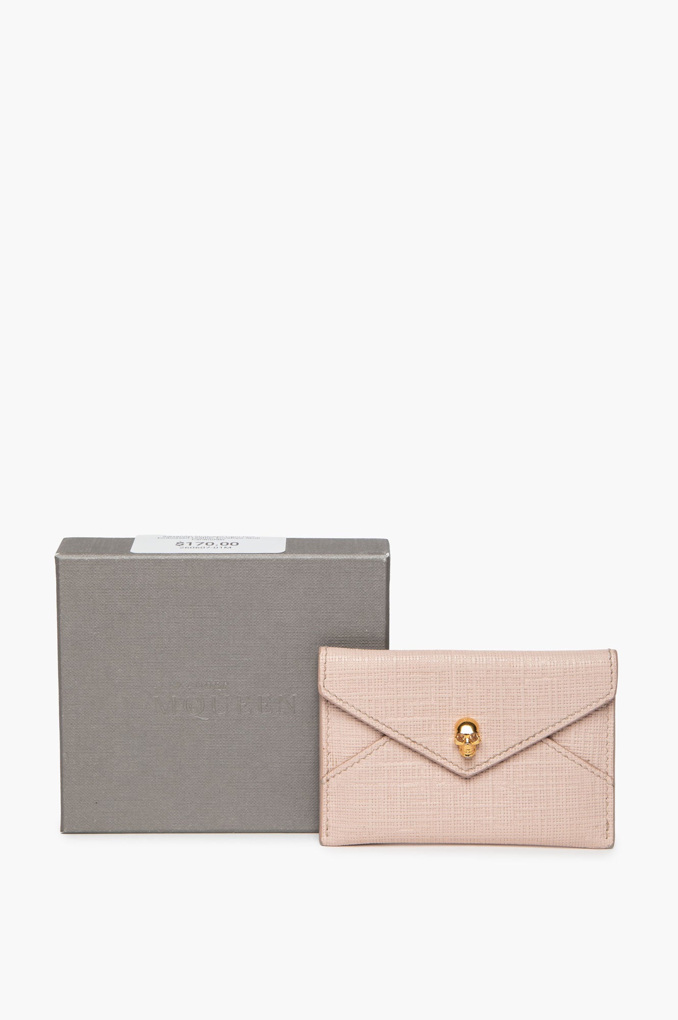 Alexander McQueen Light Pink Embossed Leather Envelope Skull Cardholder