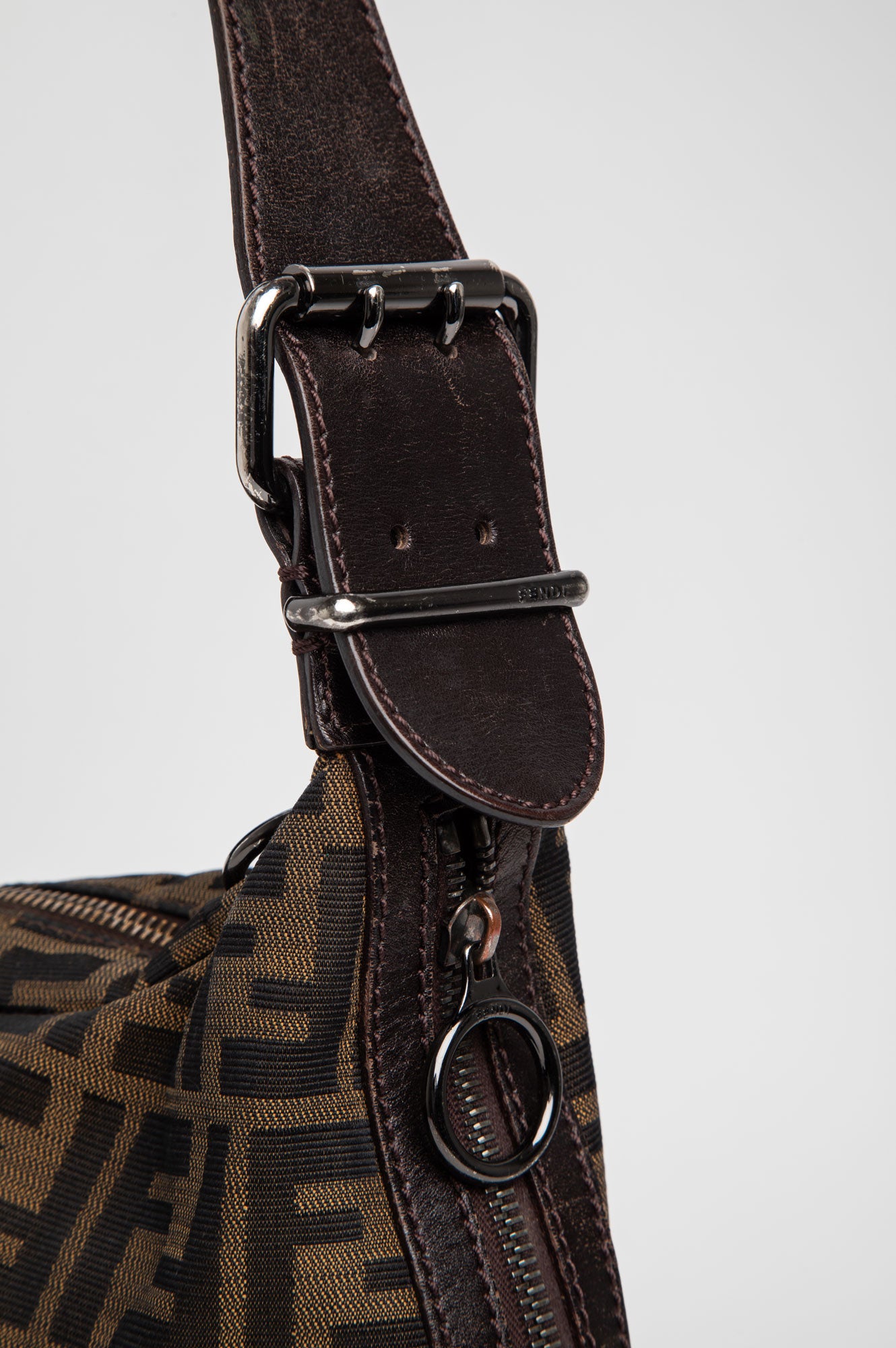 Fendi Zucca Oyster Brown Shoulder Bag