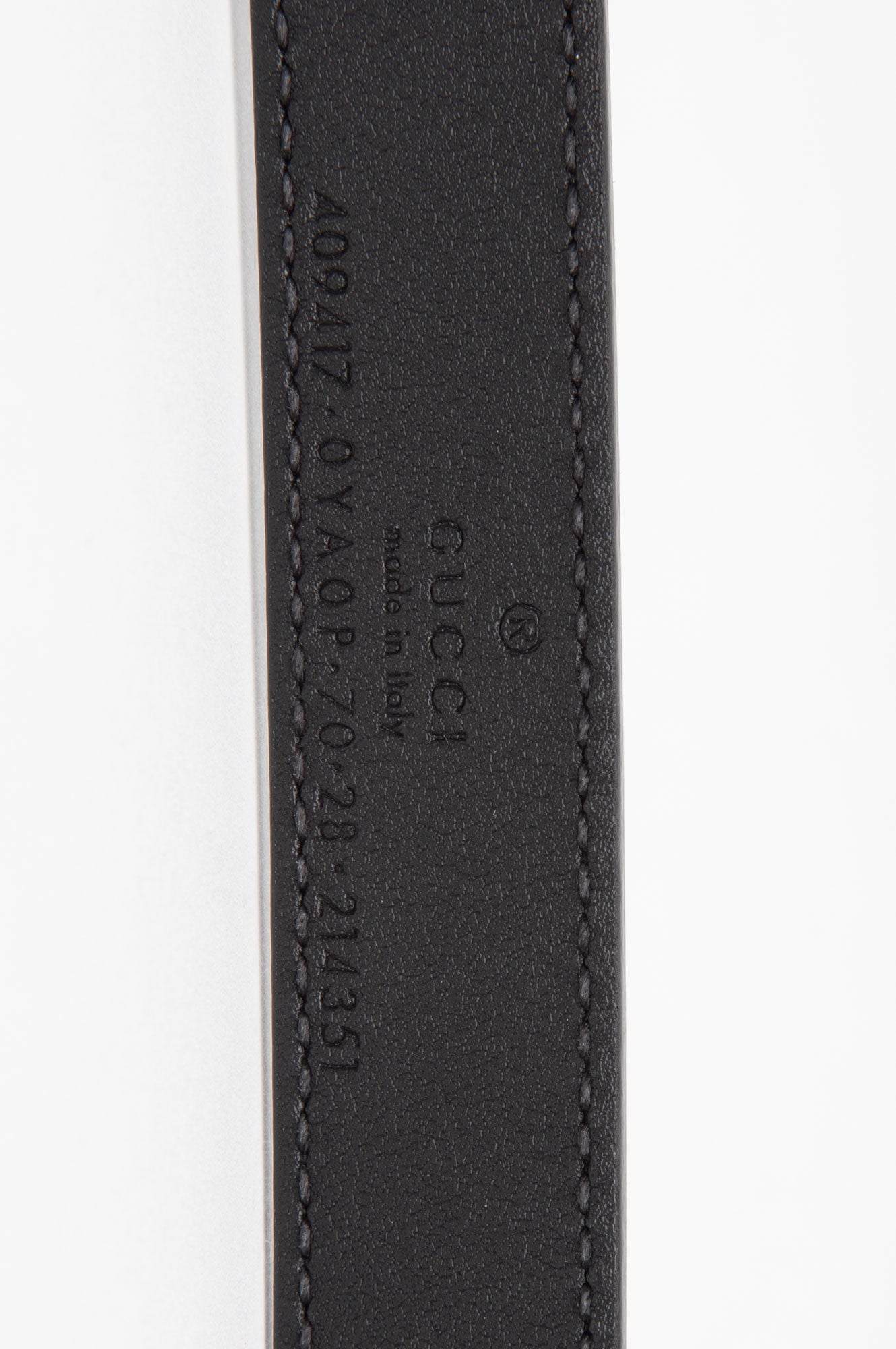 Gucci Black/Silver GG Marmont Skinny Belt Size 70