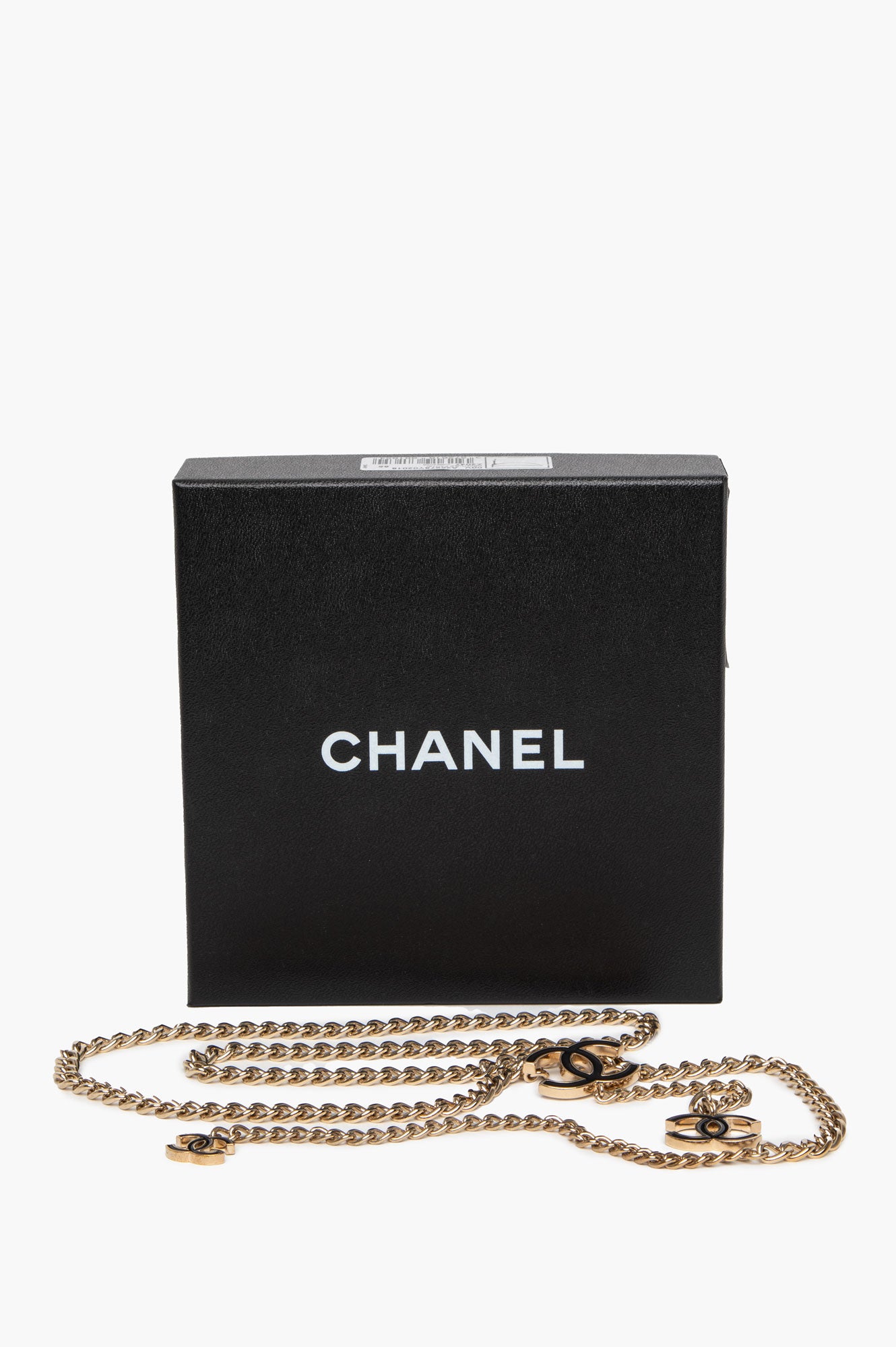 Chanel 10V Black Gold Tone CC Chain Belt