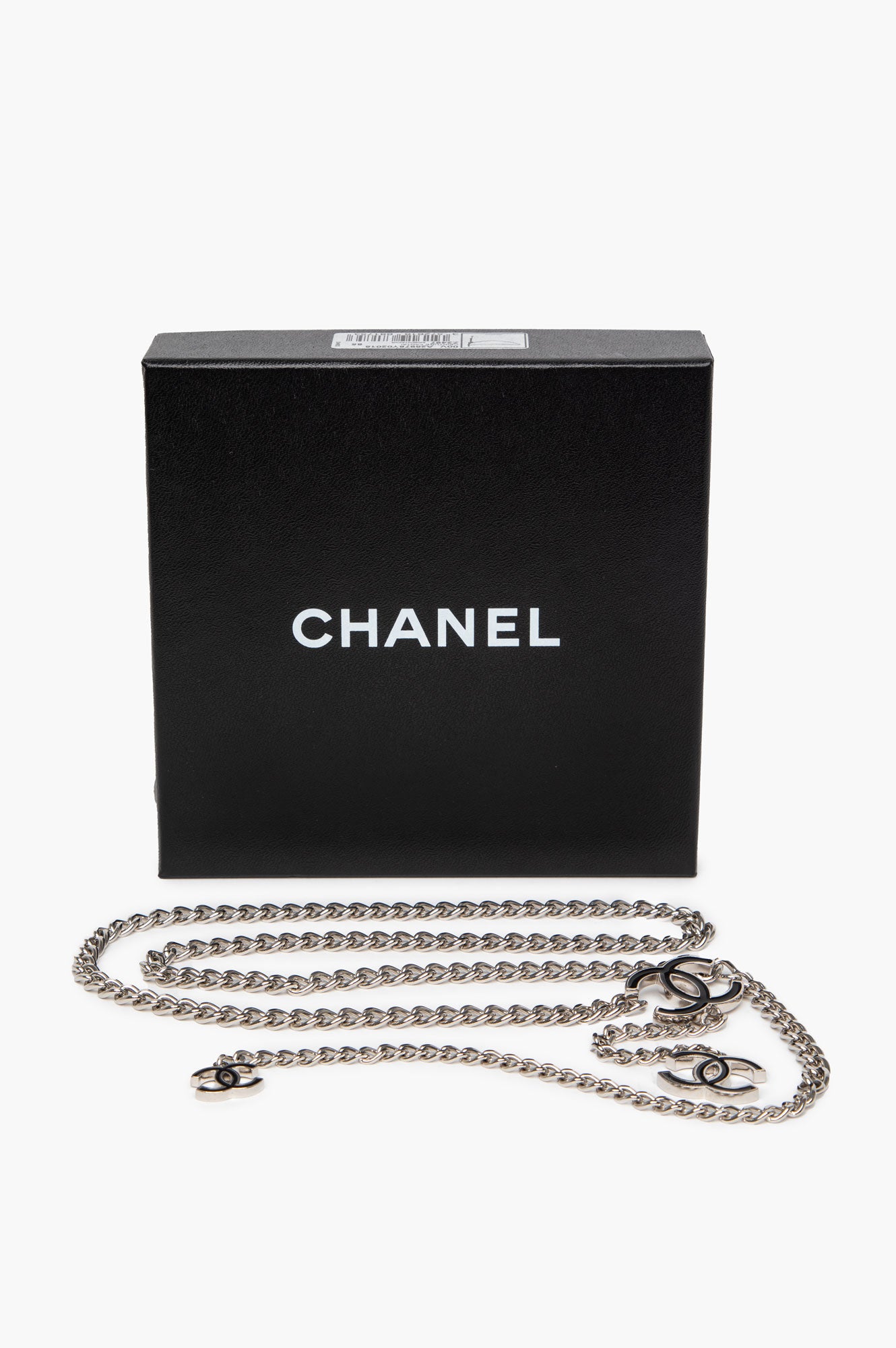 Chanel 10V Black Silver Tone CC Chain Belt