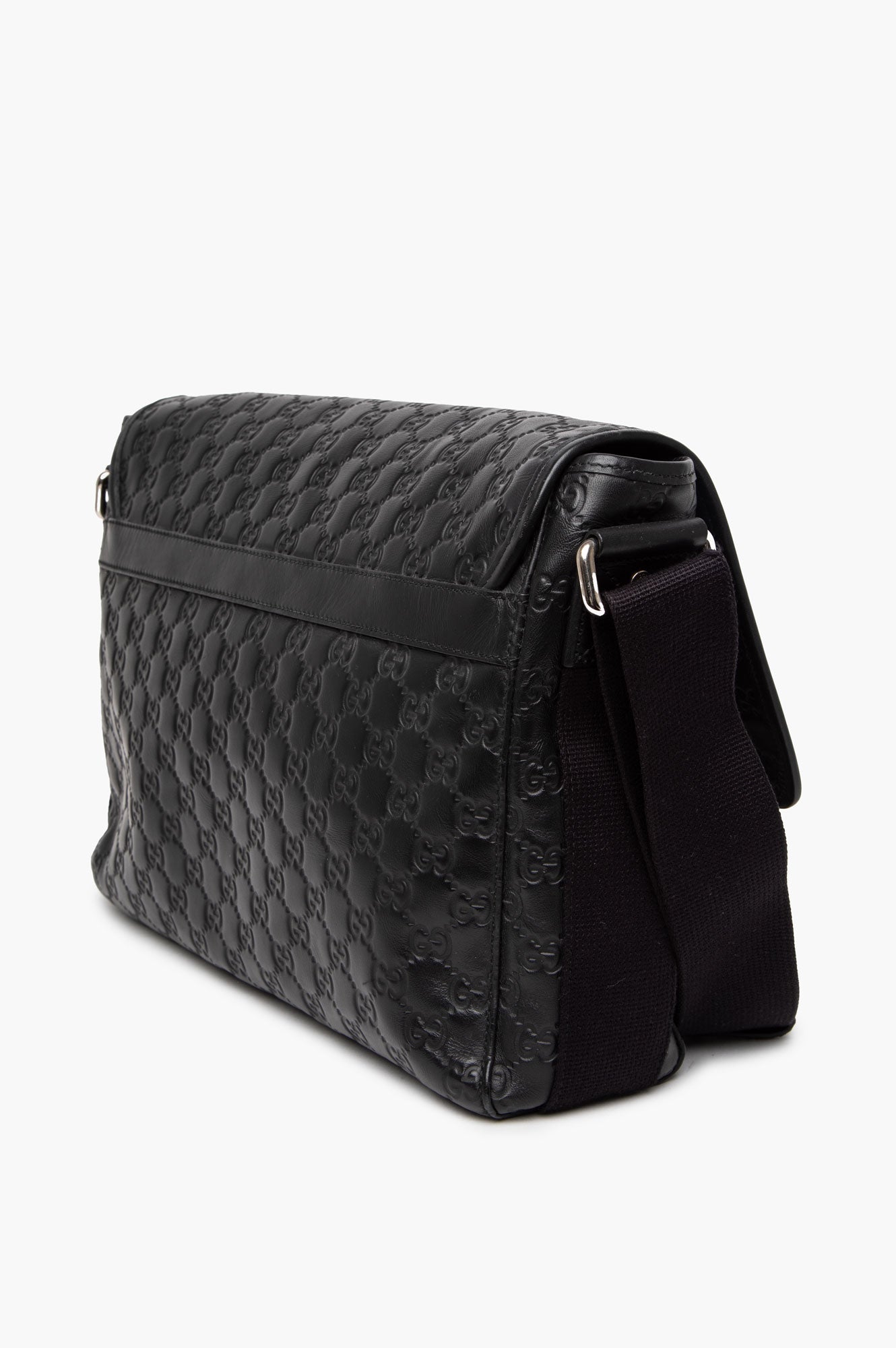 Gucci Black Guccissima Rubber Medium Messenger Bag