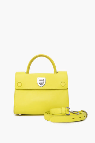 Christian Dior Neon Yellow Leather Mini Discovery Top Handle Bag